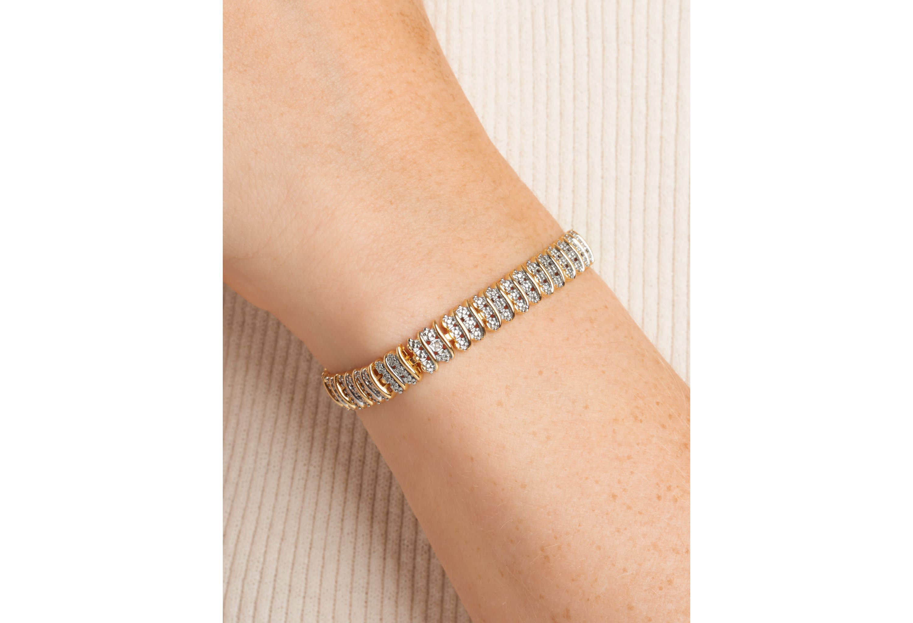 Diamond Accent Triple Row Bonze Tennis Bracelet, 7.25"