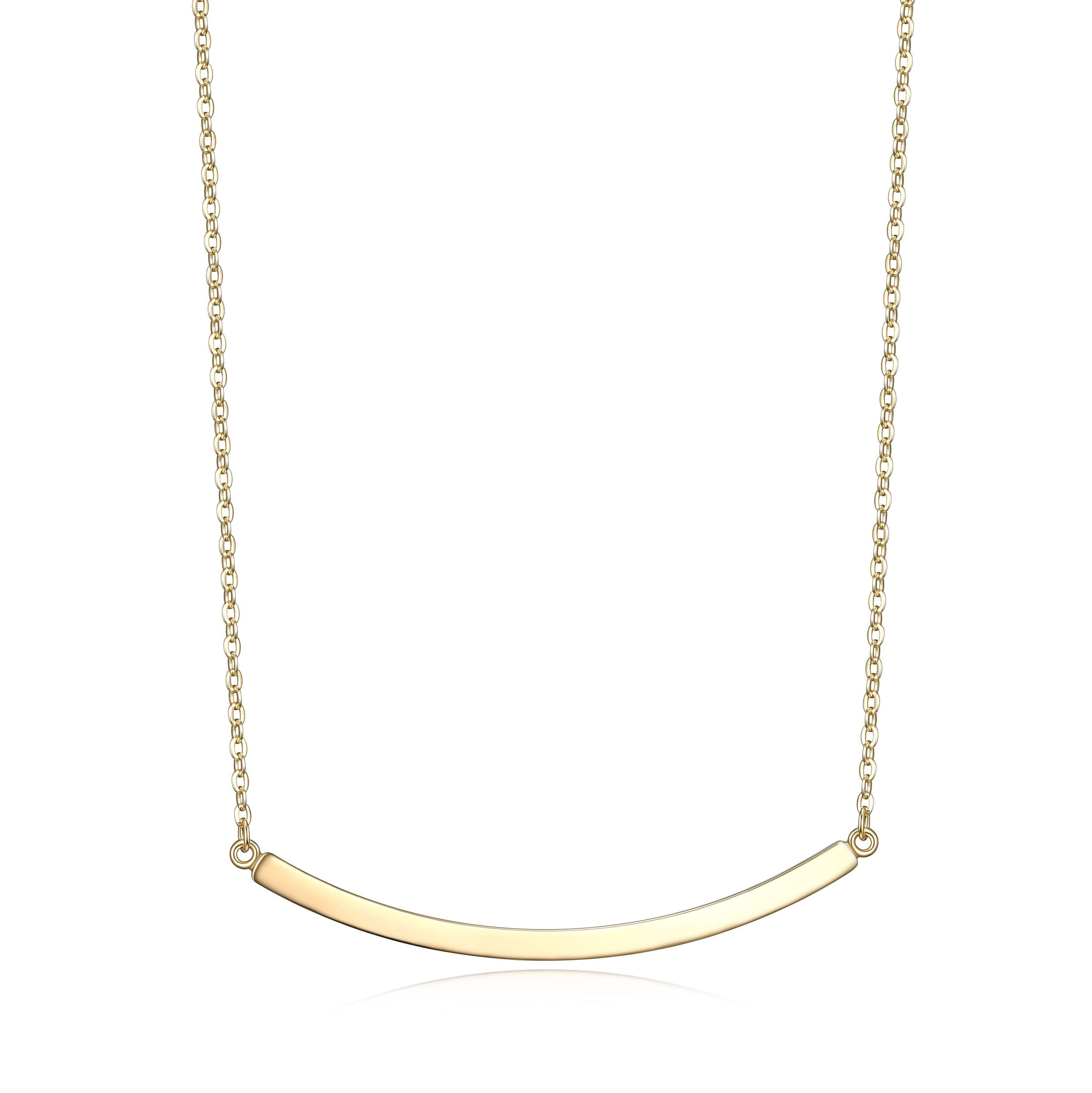 High Polished 18K Gold Over Sterling Silver Bar Necklace