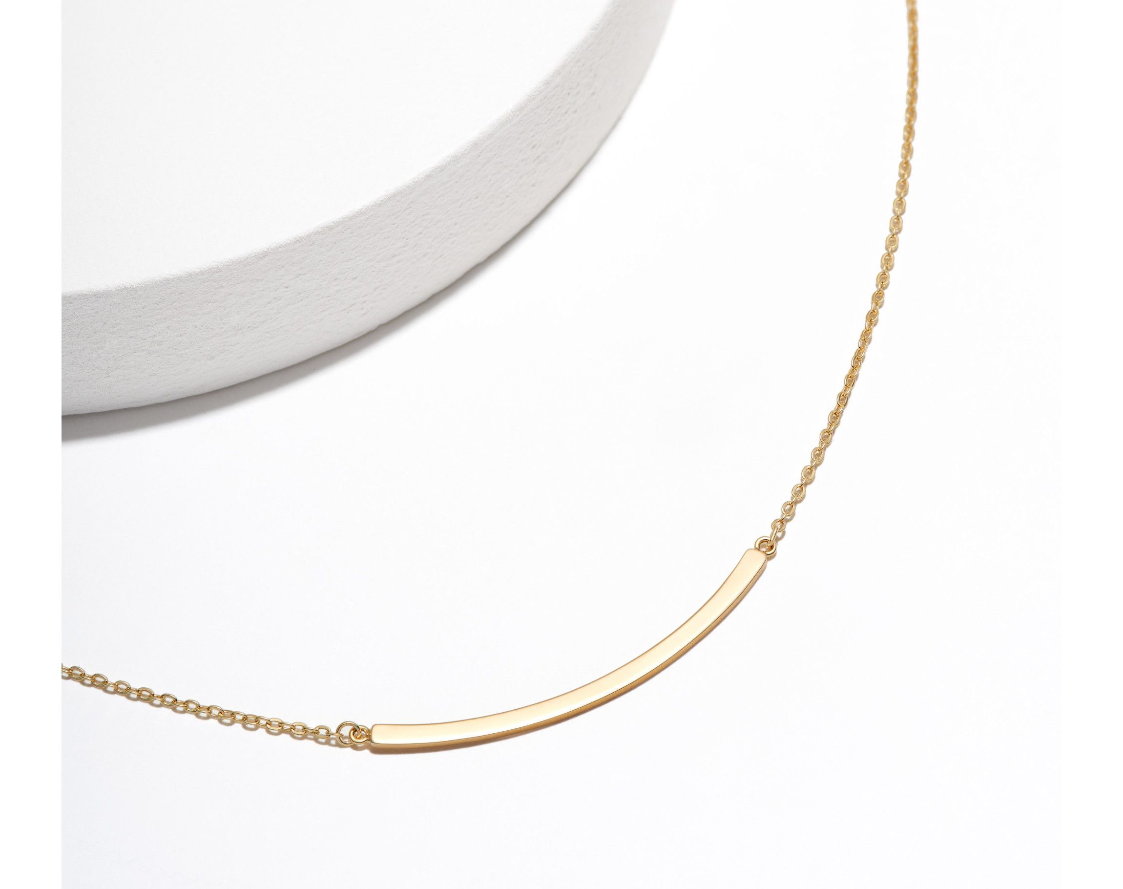 High Polished 18K Gold Over Sterling Silver Bar Necklace