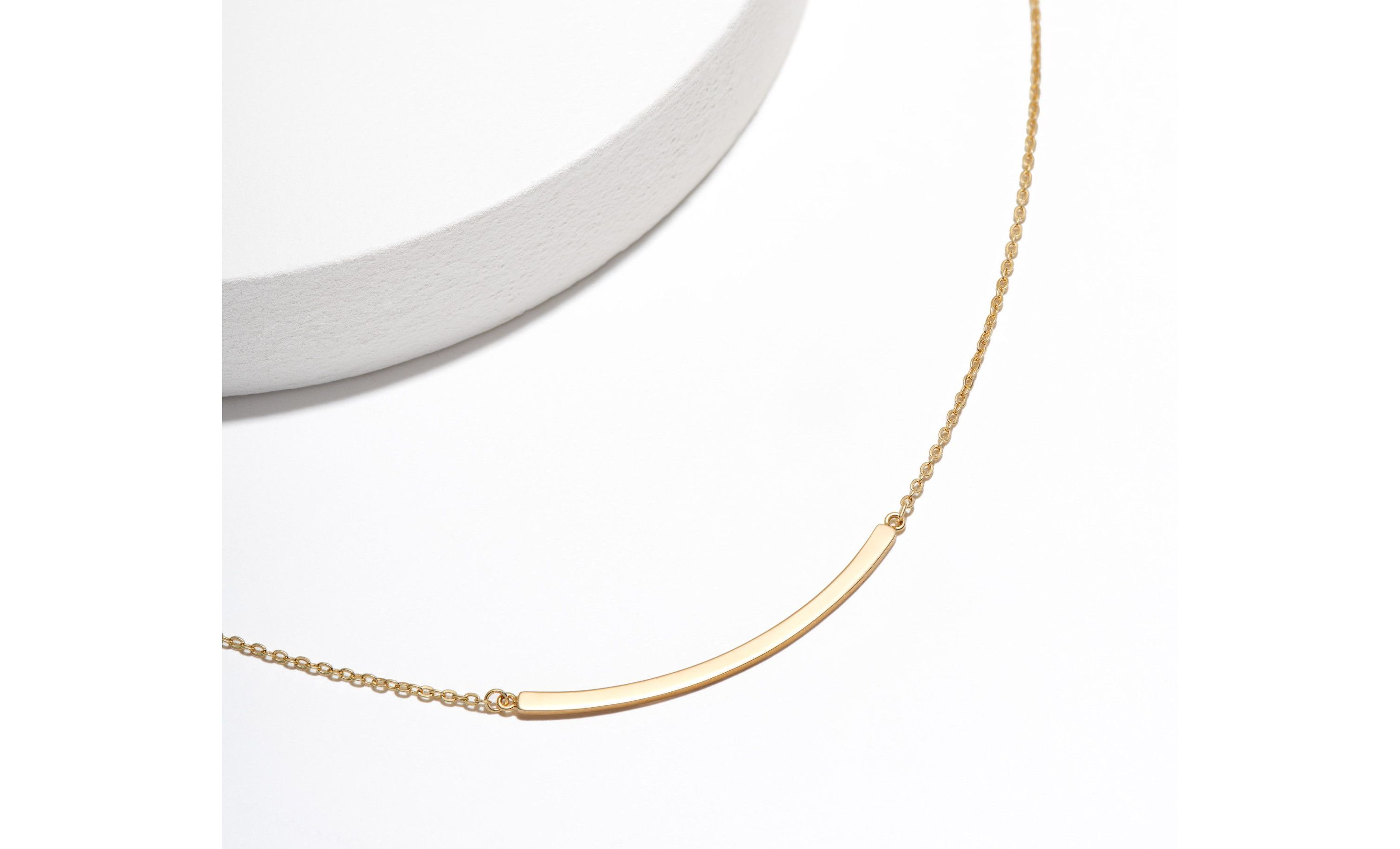 High Polished 18K Gold Over Sterling Silver Bar Necklace