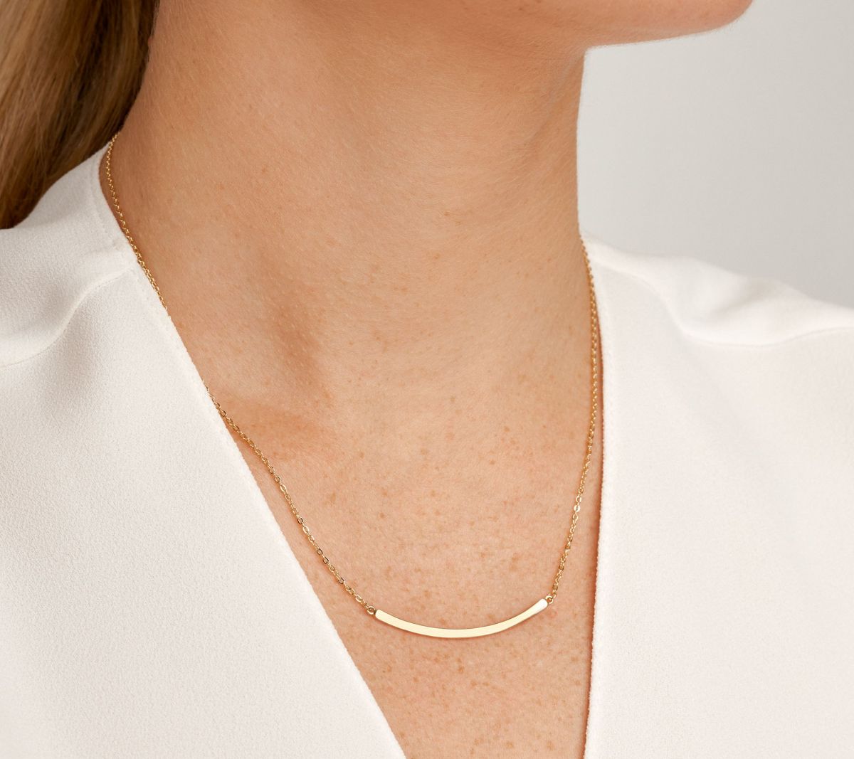 High Polished 18K Gold Over Sterling Silver Bar Necklace