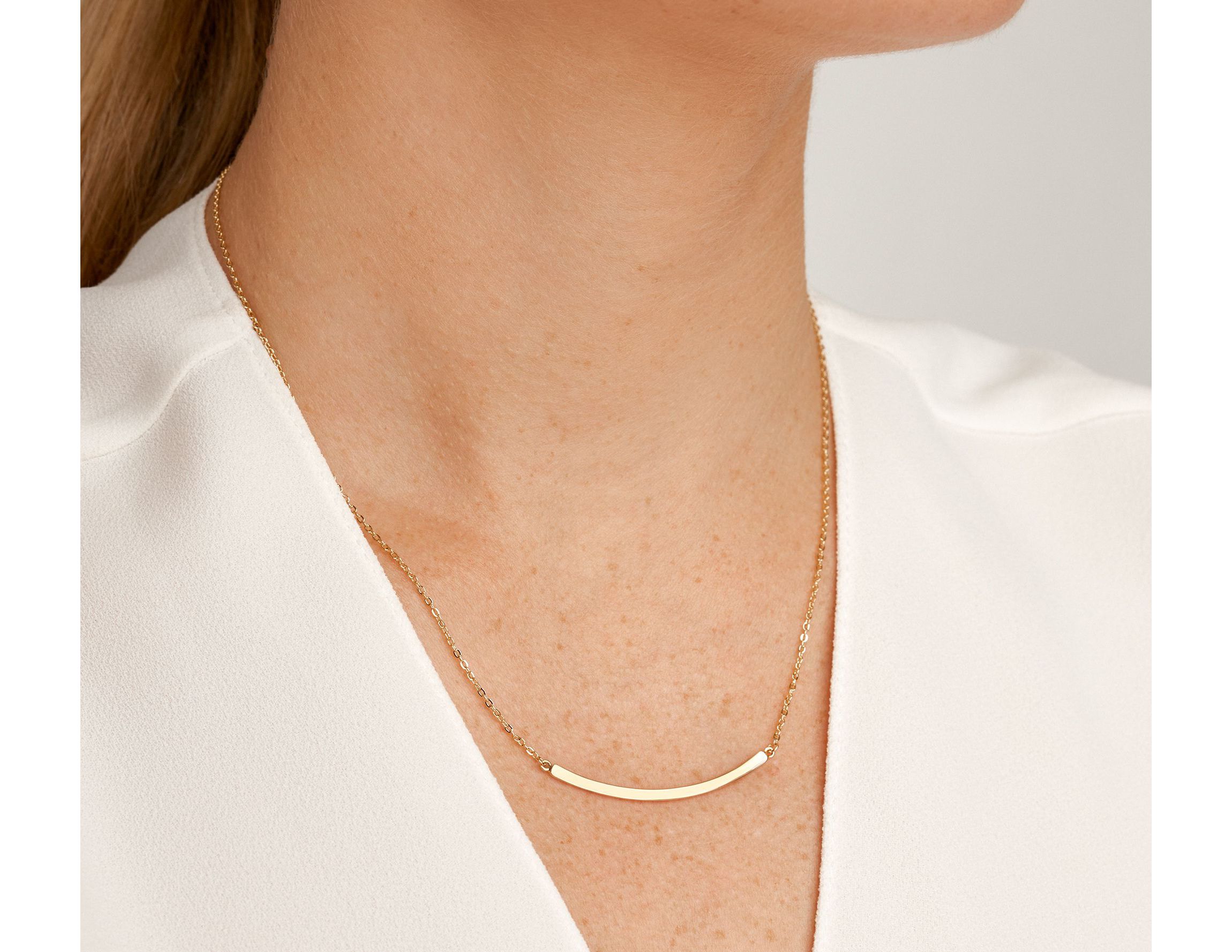 High Polished 18K Gold Over Sterling Silver Bar Necklace