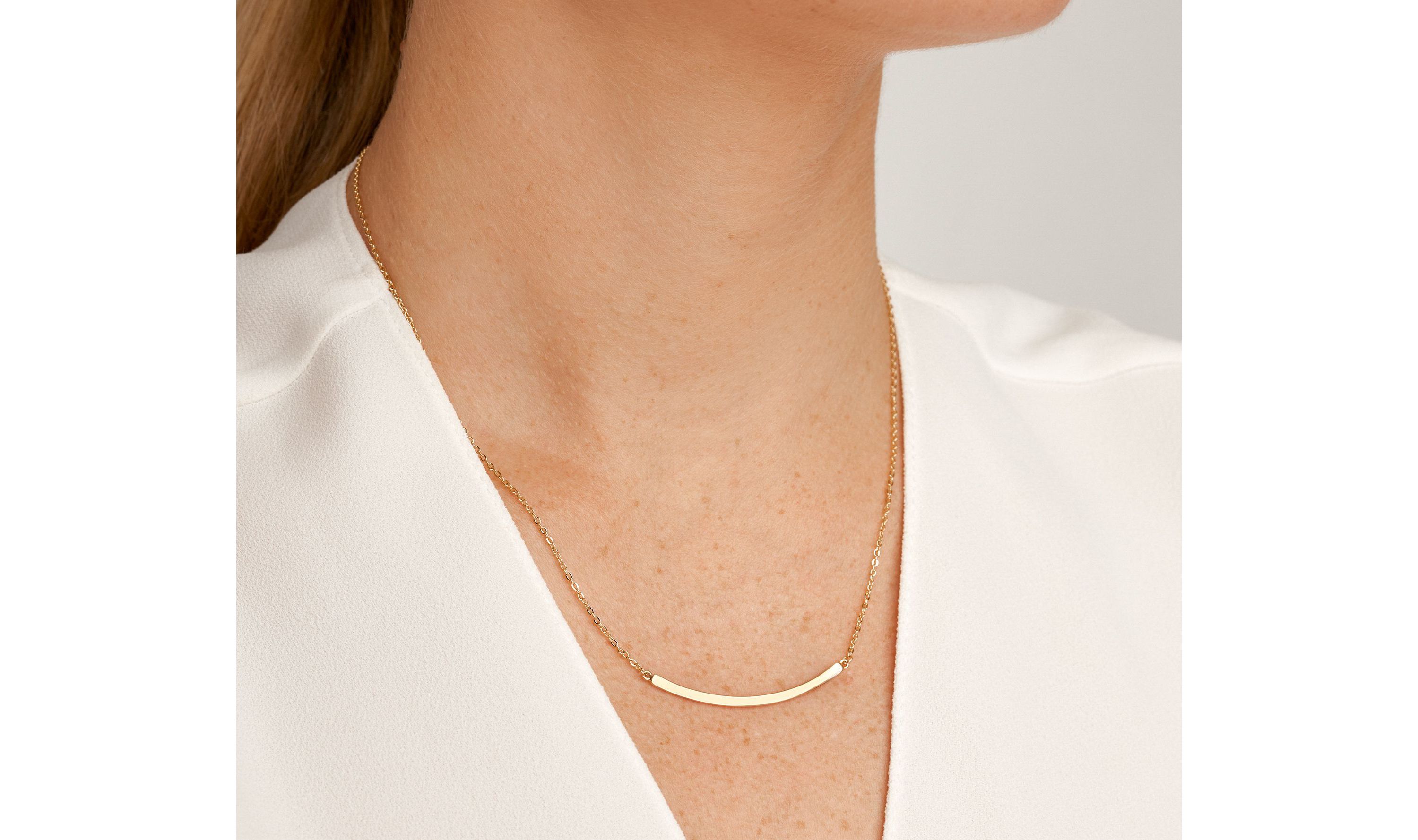 High Polished 18K Gold Over Sterling Silver Bar Necklace