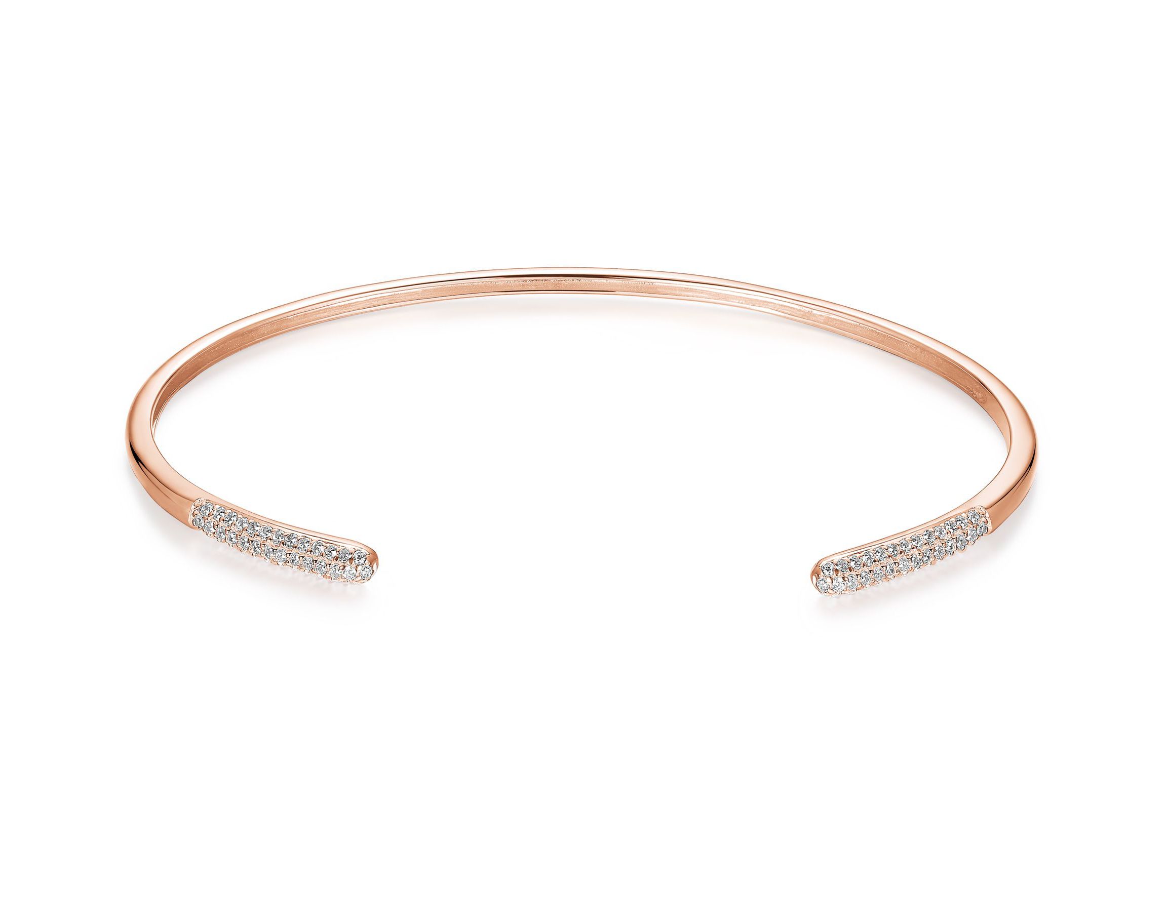 Cubic Zirconia Cuff Bracelet in 18K Rose Gold Over Sterling Silver