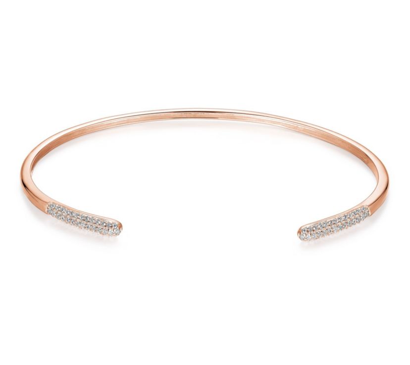Cubic Zirconia Cuff Bracelet in 18K Rose Gold Over Sterling Silver