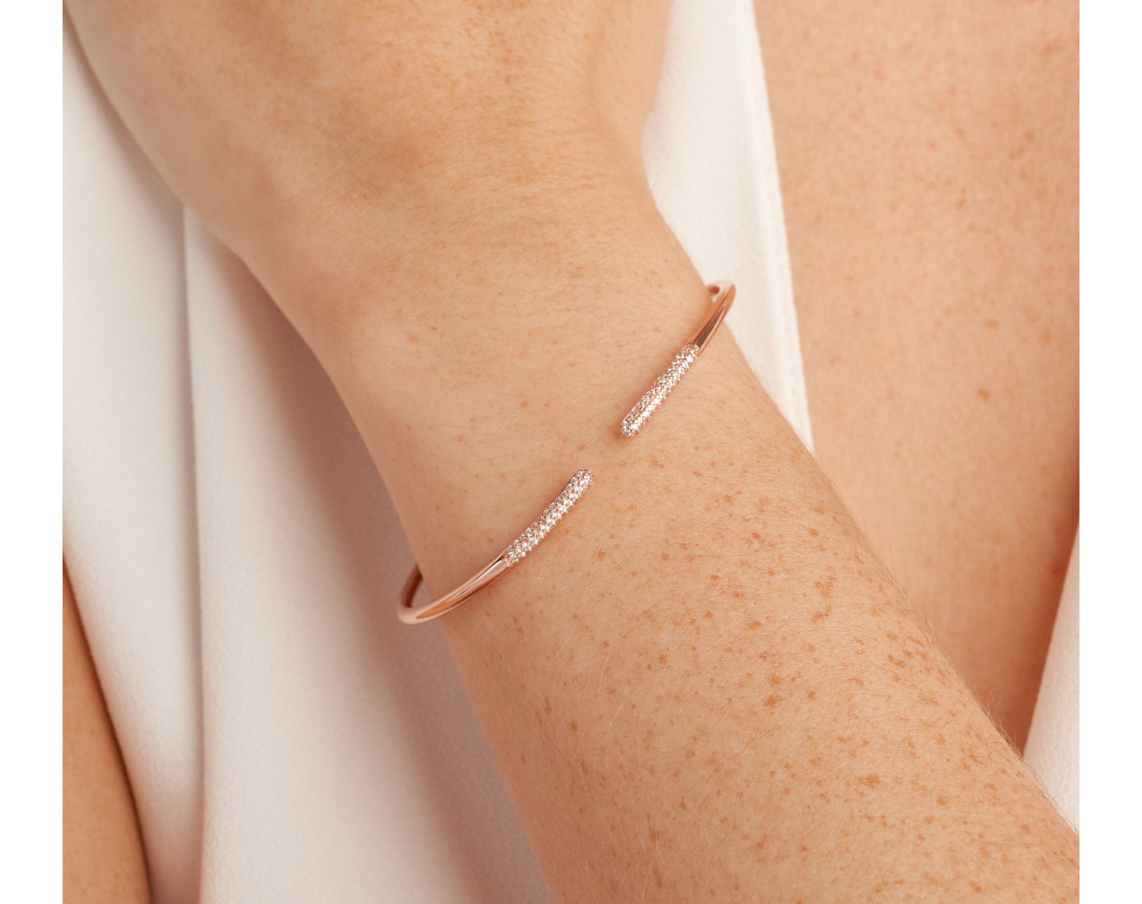 Cubic Zirconia Cuff Bracelet in 18K Rose Gold Over Sterling Silver