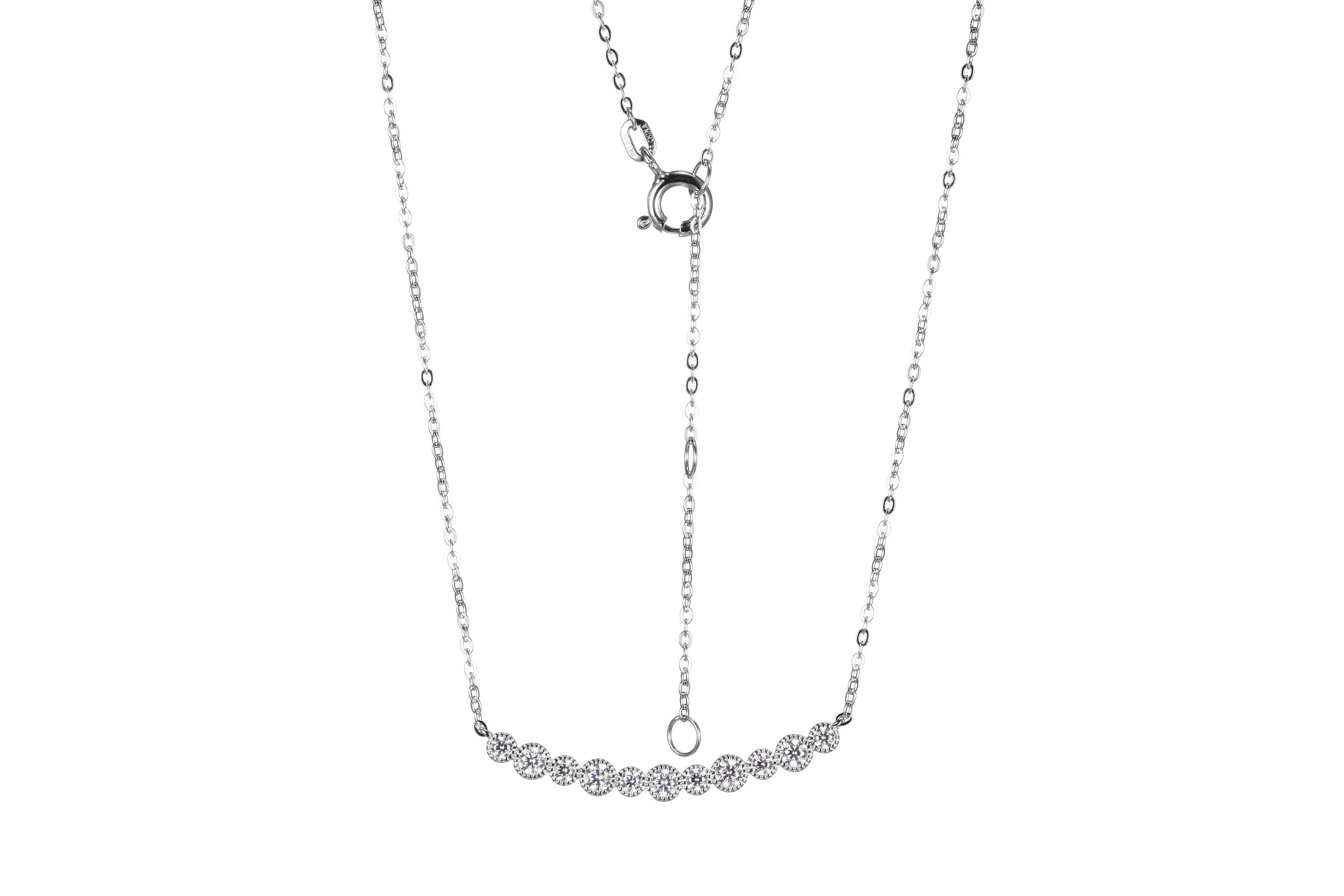 Cubic Zirconia Bar Necklace Sterling Silver
