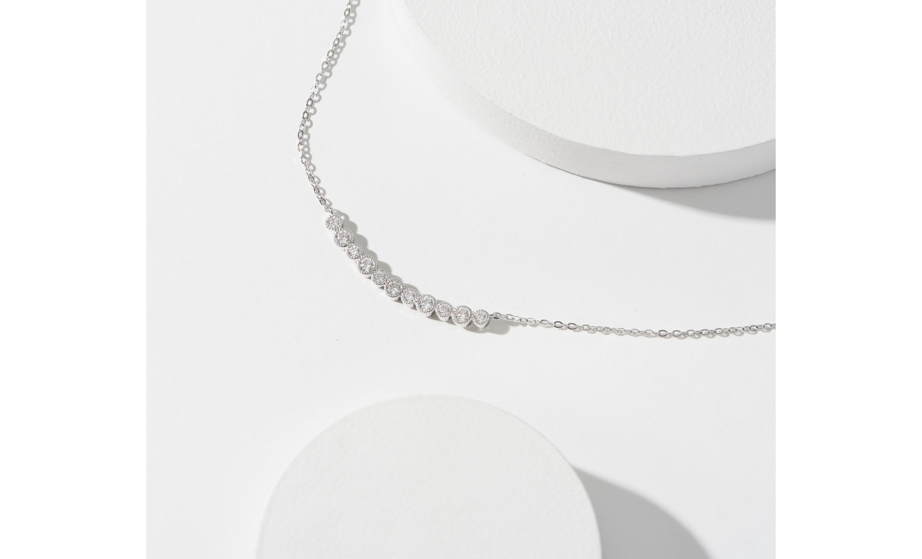 Cubic Zirconia Bar Necklace Sterling Silver