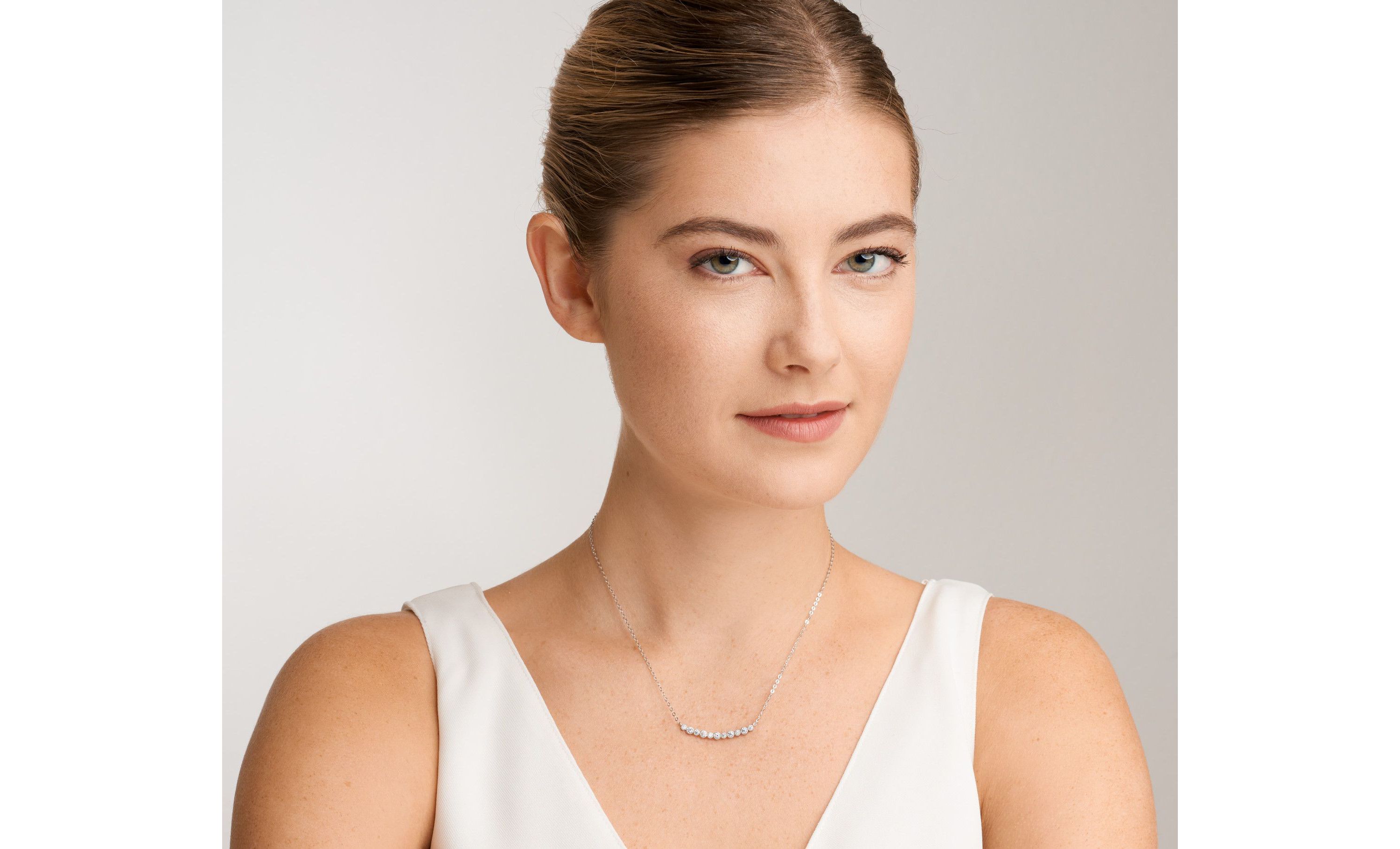 Cubic Zirconia Bar Necklace Sterling Silver