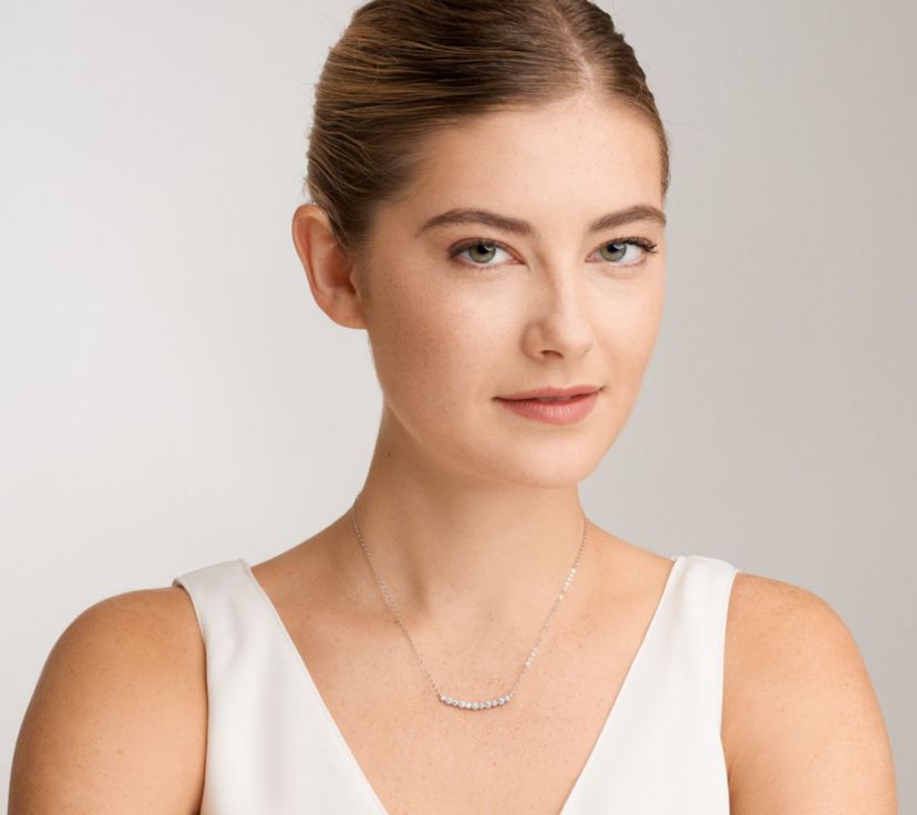 Cubic Zirconia Bar Necklace Sterling Silver