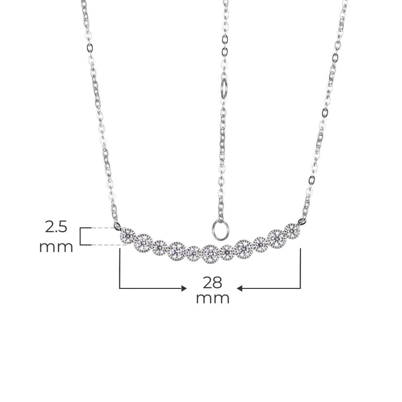 Cubic Zirconia Bar Necklace Sterling Silver