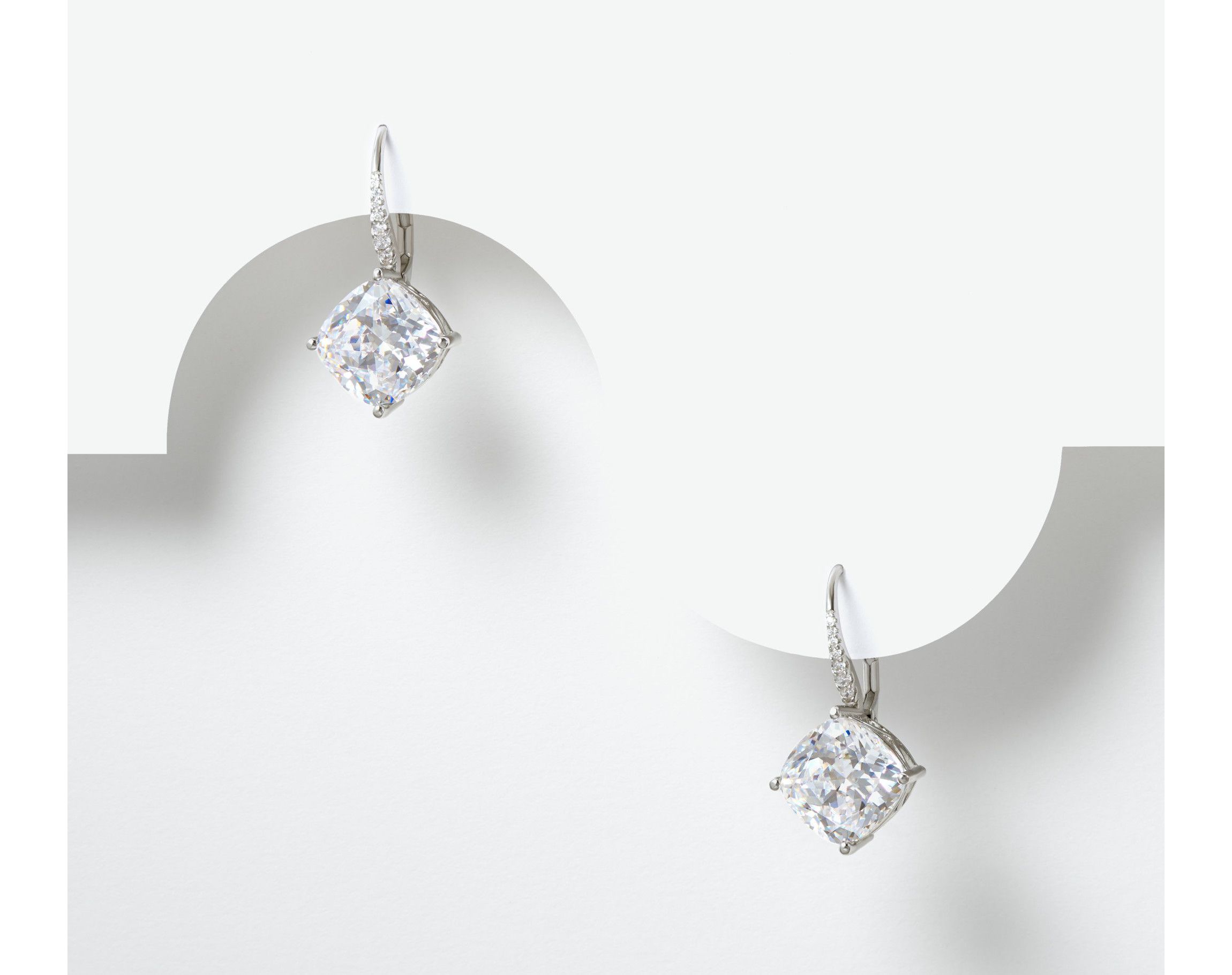 Cushion Cut Cubic Zirconia Lever-Back Earrings