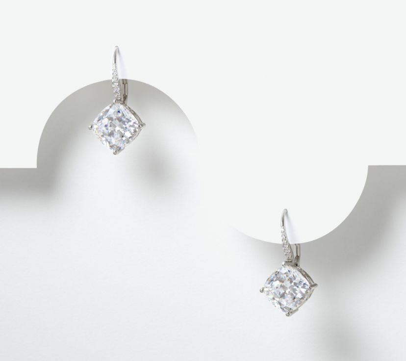 Cushion Cut Cubic Zirconia Lever-Back Earrings