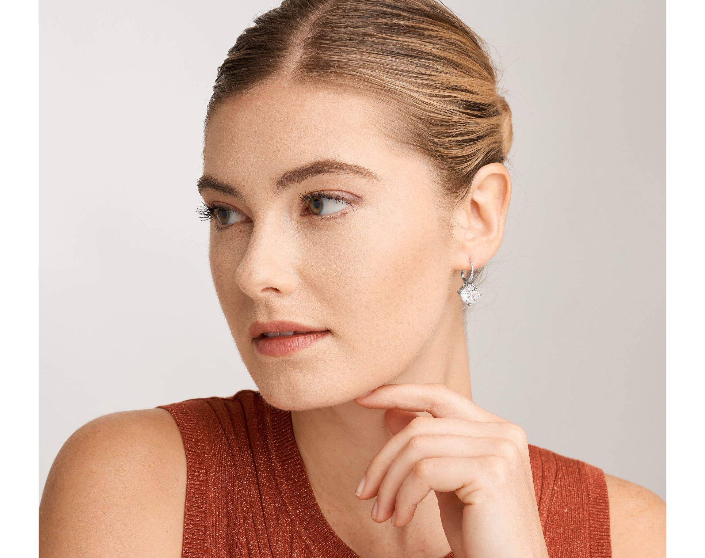 Cushion Cut Cubic Zirconia Lever-Back Earrings