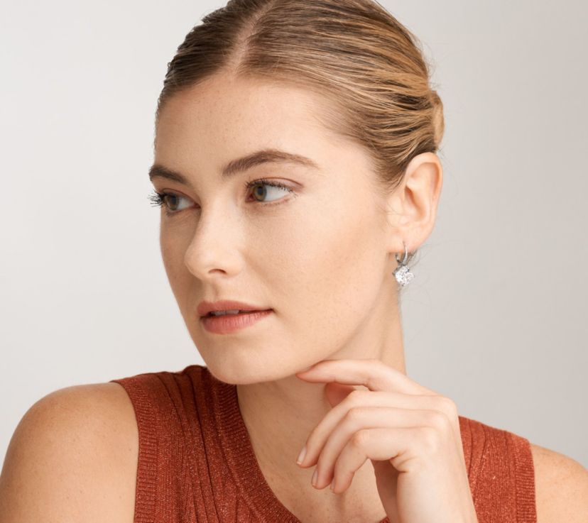 Cushion Cut Cubic Zirconia Lever-Back Earrings