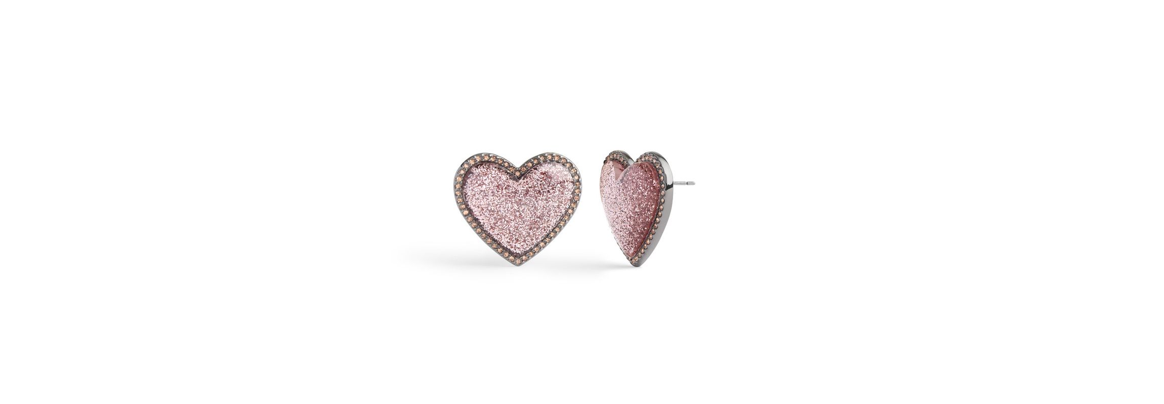Glitter Bubble Heart Stud Earrings