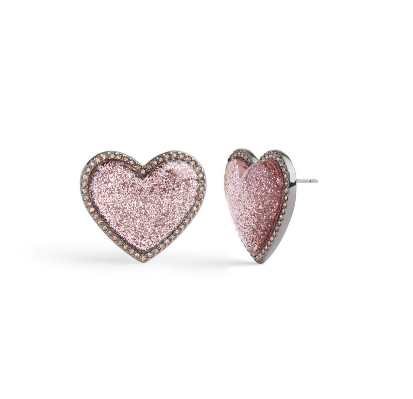 Glitter Bubble Heart Stud Earrings