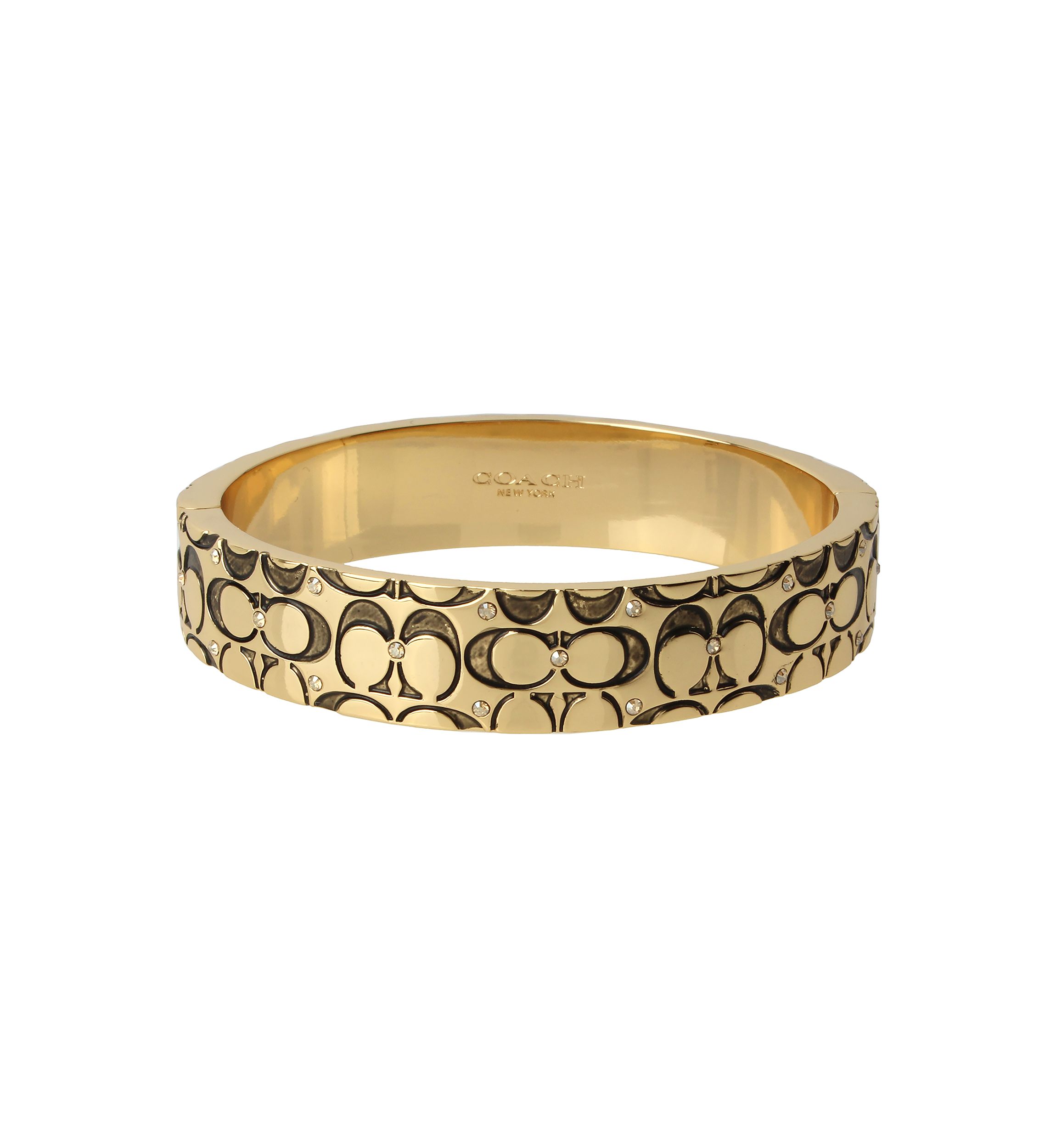 Quilted C Swarovski® Crystal Hinged Bangle Bracelet