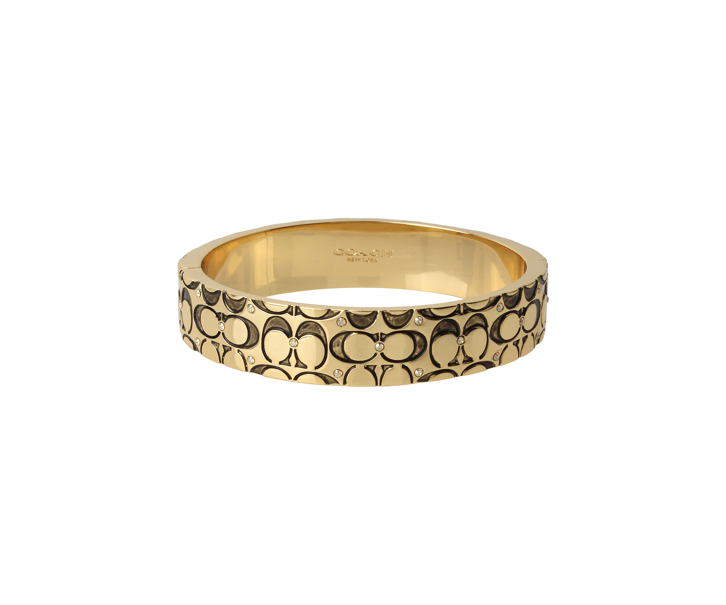 Quilted C Swarovski® Crystal Hinged Bangle Bracelet