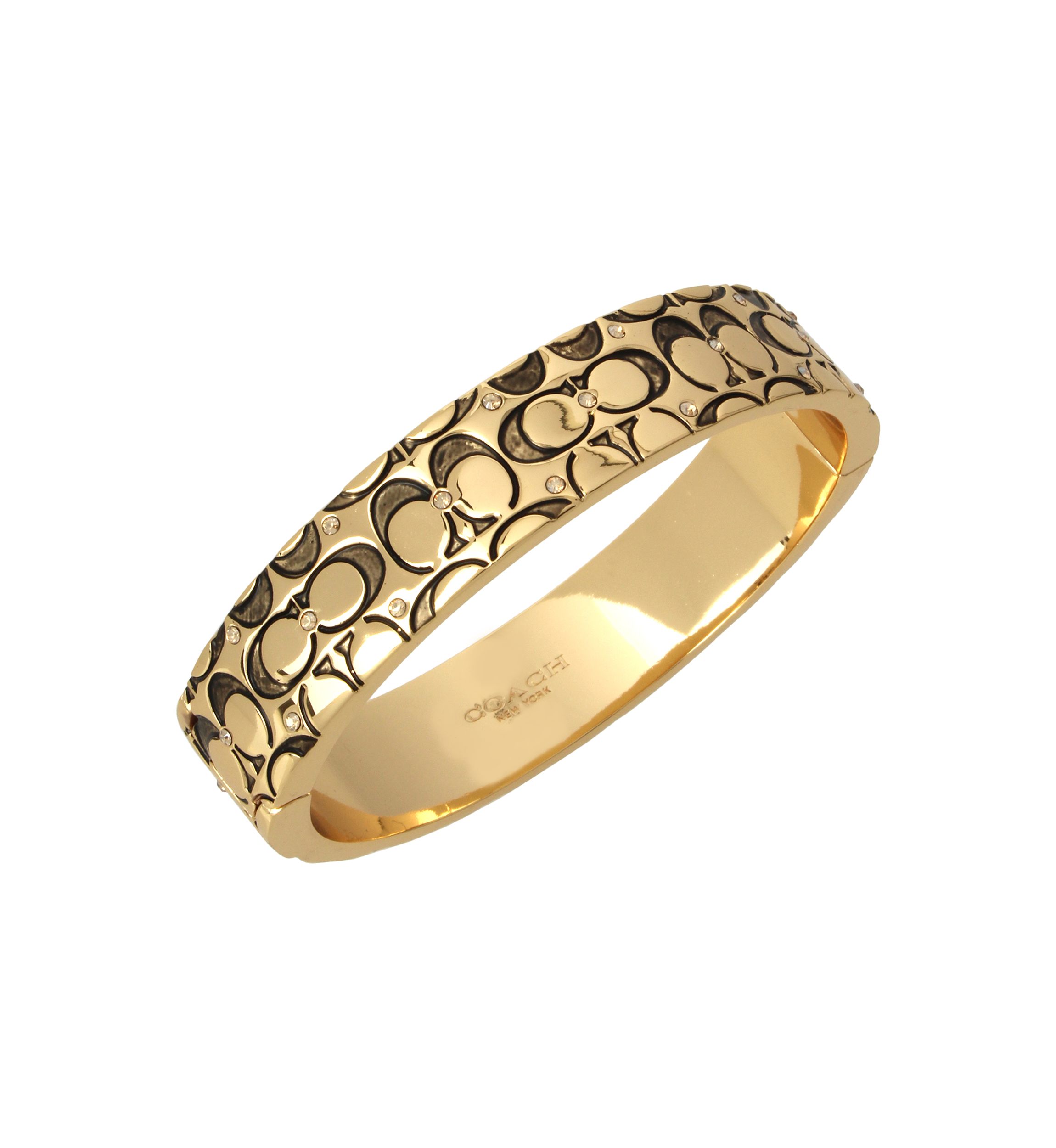 Quilted C Swarovski® Crystal Hinged Bangle Bracelet
