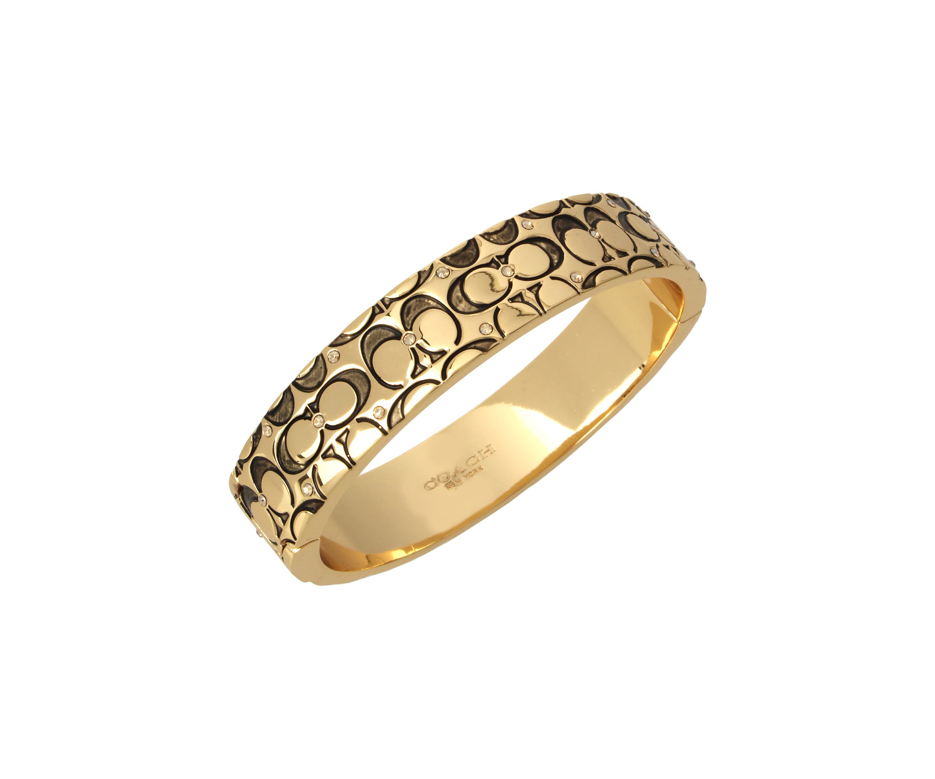 Quilted C Swarovski® Crystal Hinged Bangle Bracelet