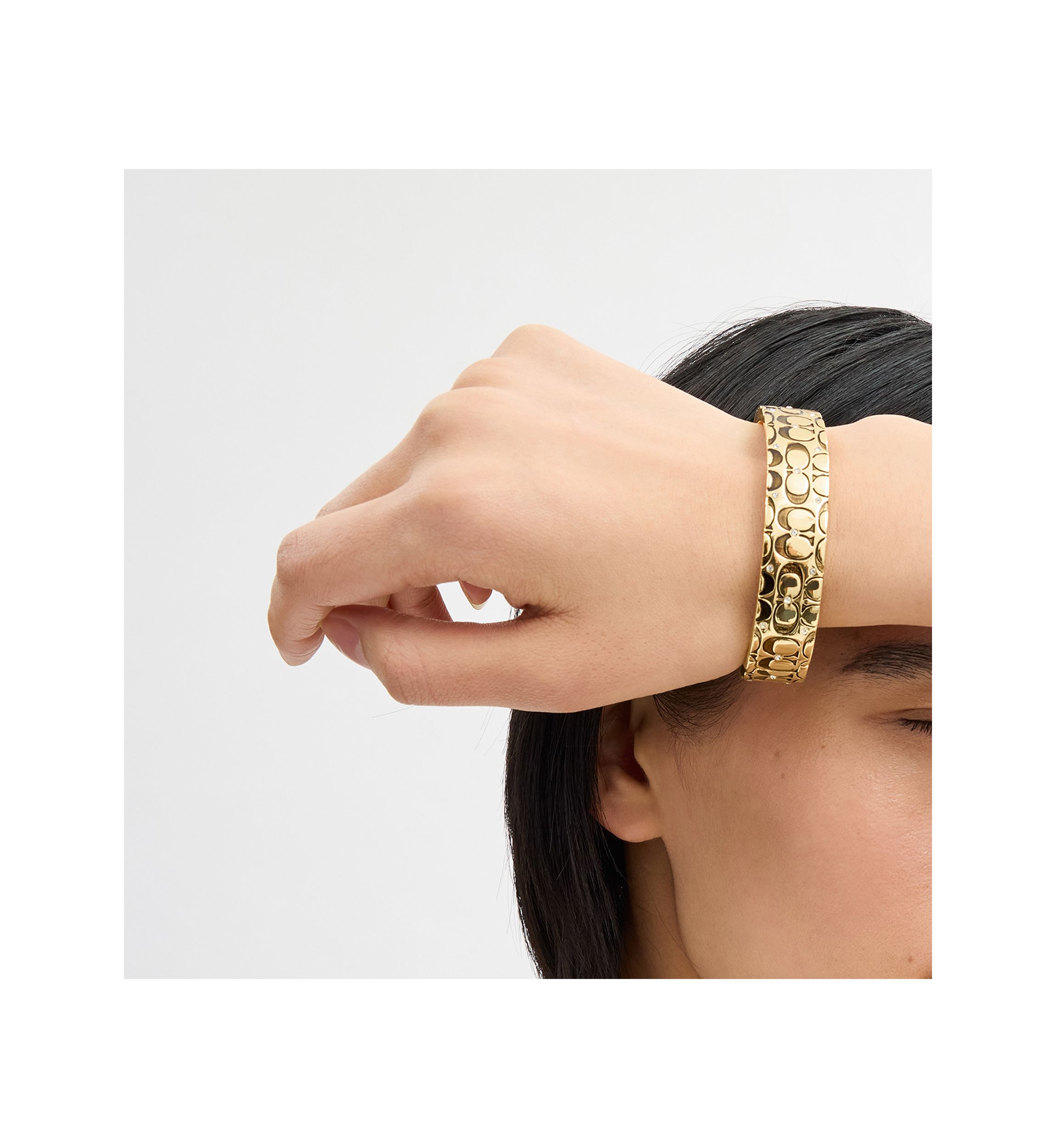 Quilted C Swarovski® Crystal Hinged Bangle Bracelet