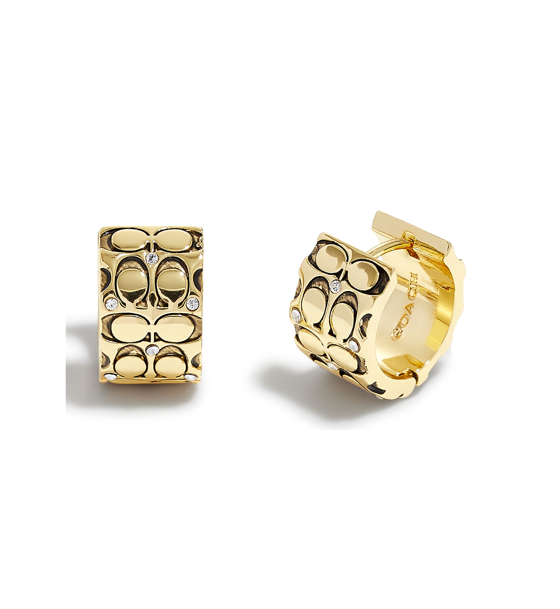 Quilted C Swarovski® Crystals Huggie Earrings