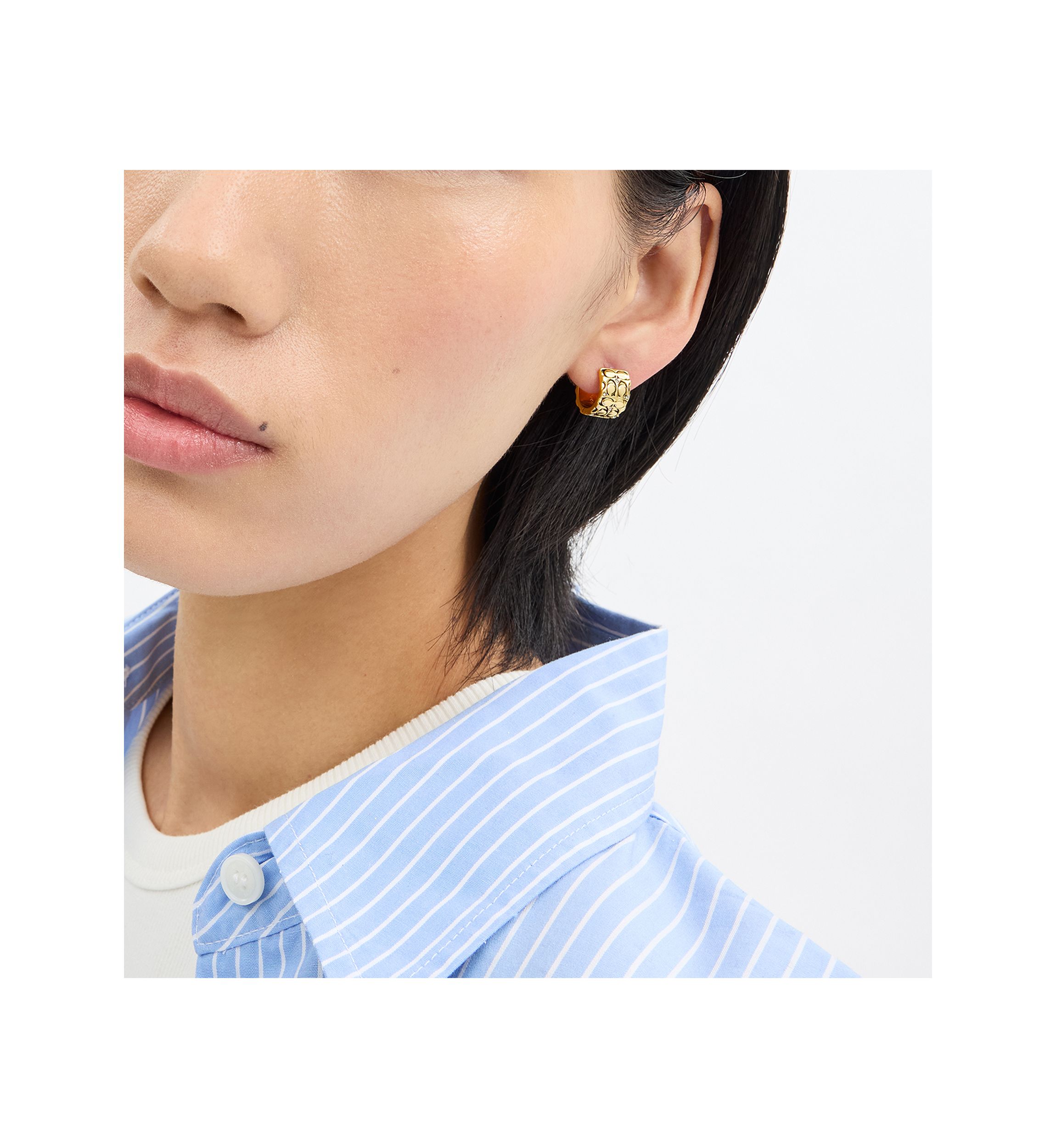 Quilted C Swarovski® Crystals Huggie Earrings