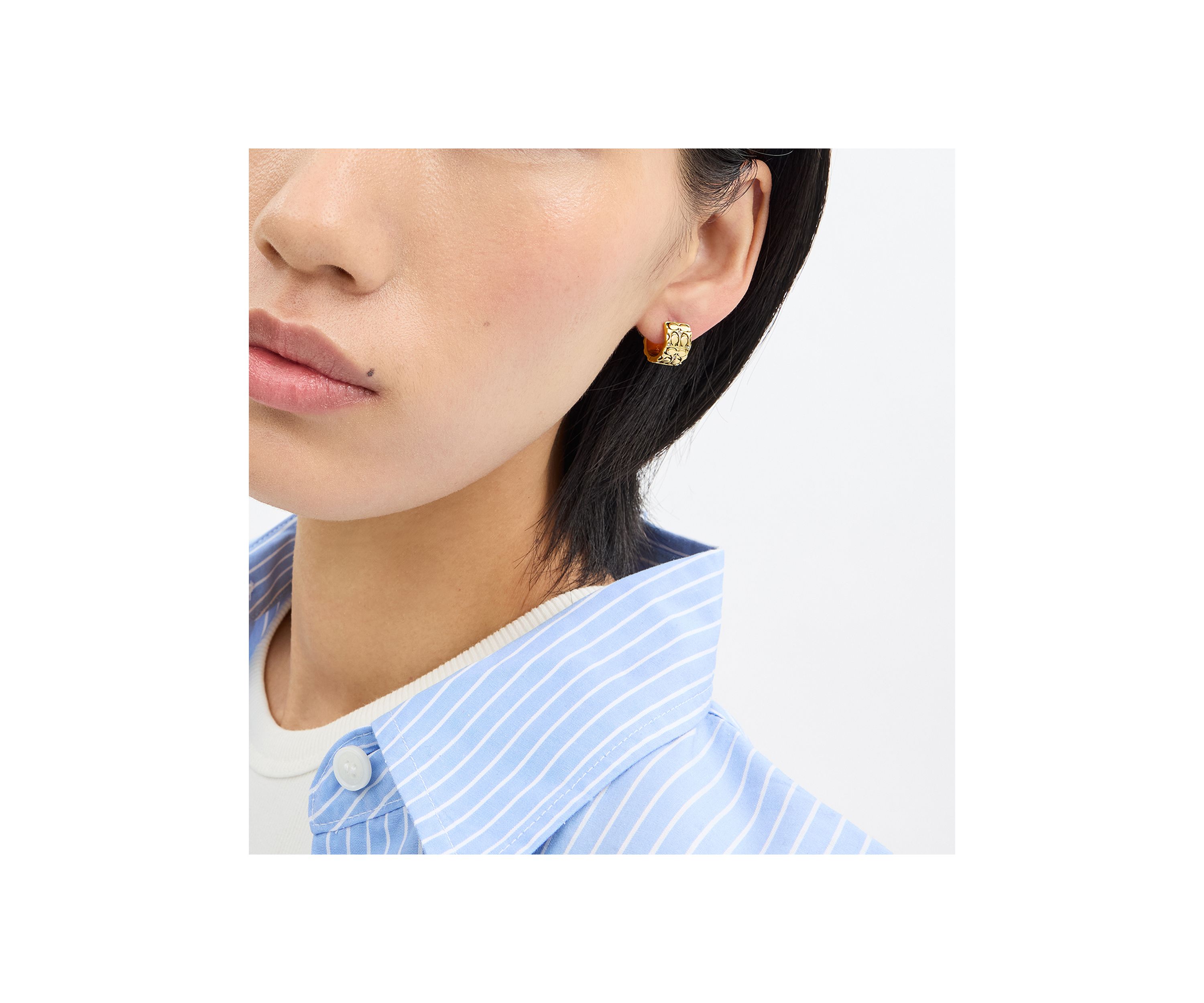 Quilted C Swarovski® Crystals Huggie Earrings