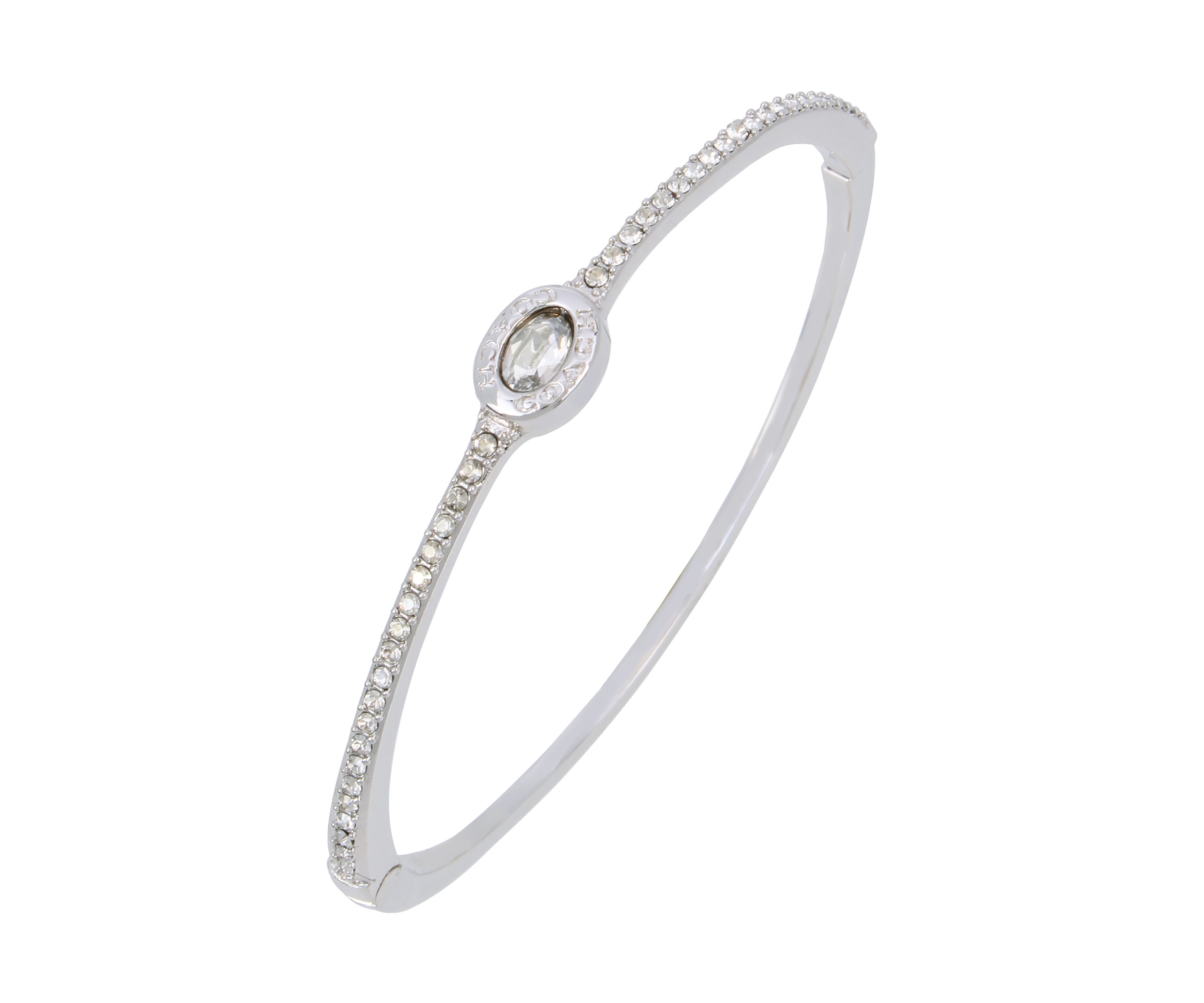 Signature Logo Swarovski® crystals Delicate Hinged Bangle Bracelet