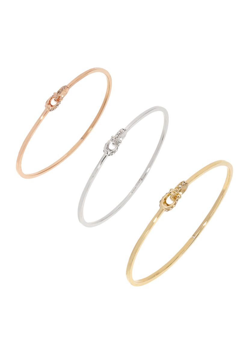 Interlocking Signature C Swarovski® Crystal Bangle Bracelet Set