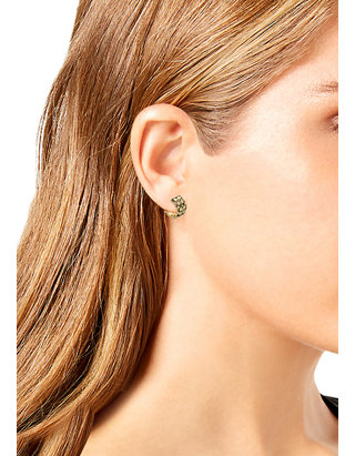 COACH Quilted C Swarovski® Crystals Huggie Earrings | belk