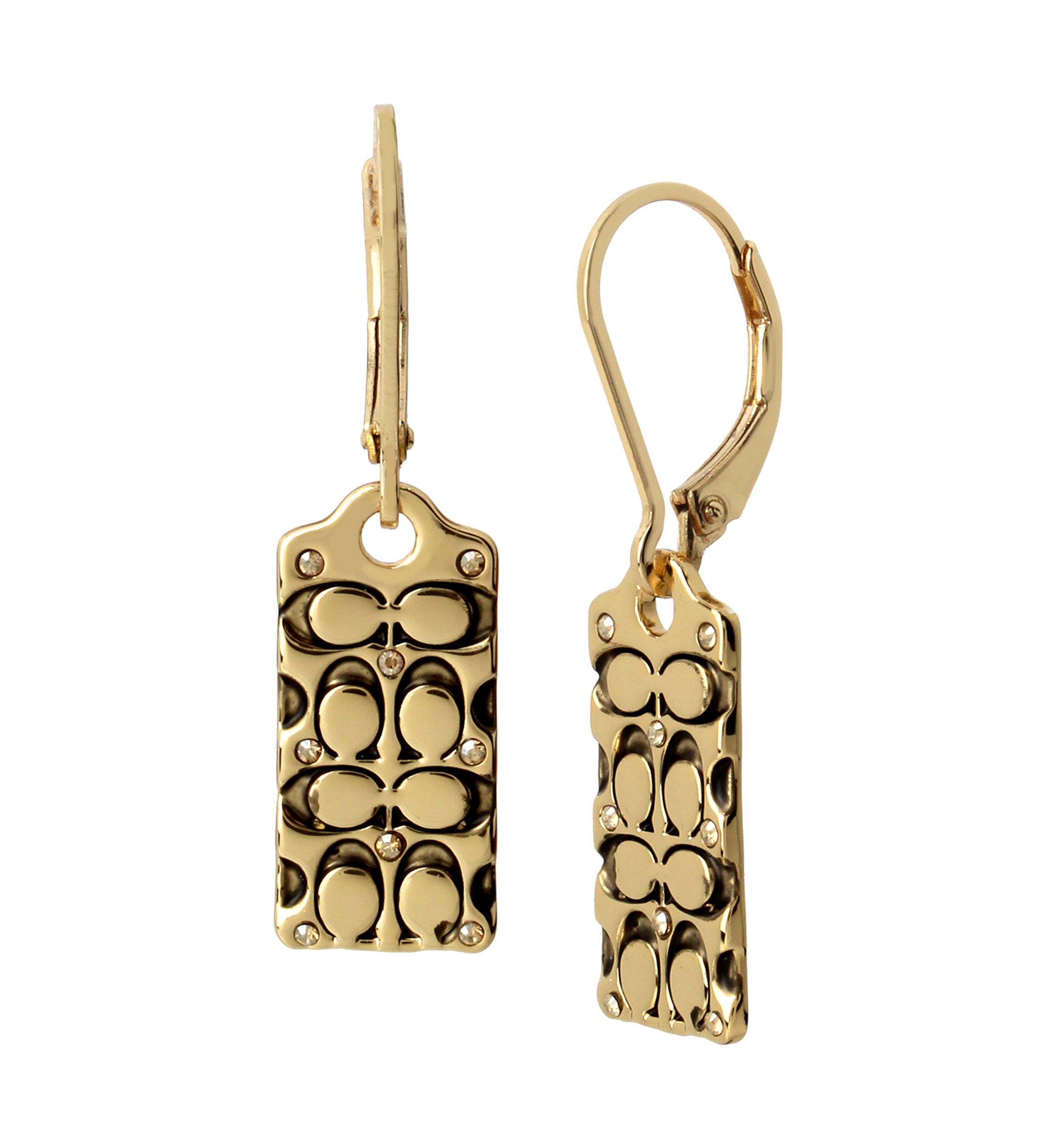 Quilted C Swarovski® Crystals Drop Earrings