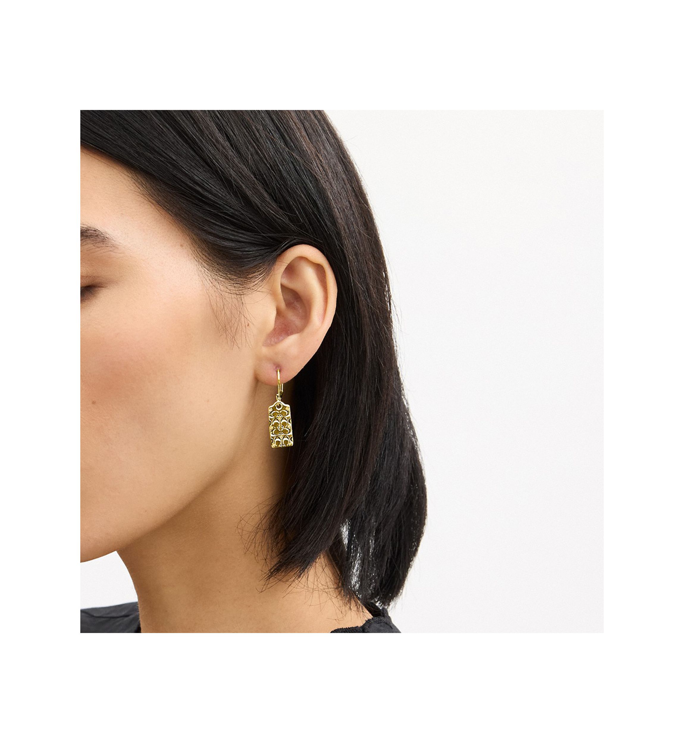 Quilted C Swarovski® Crystals Drop Earrings