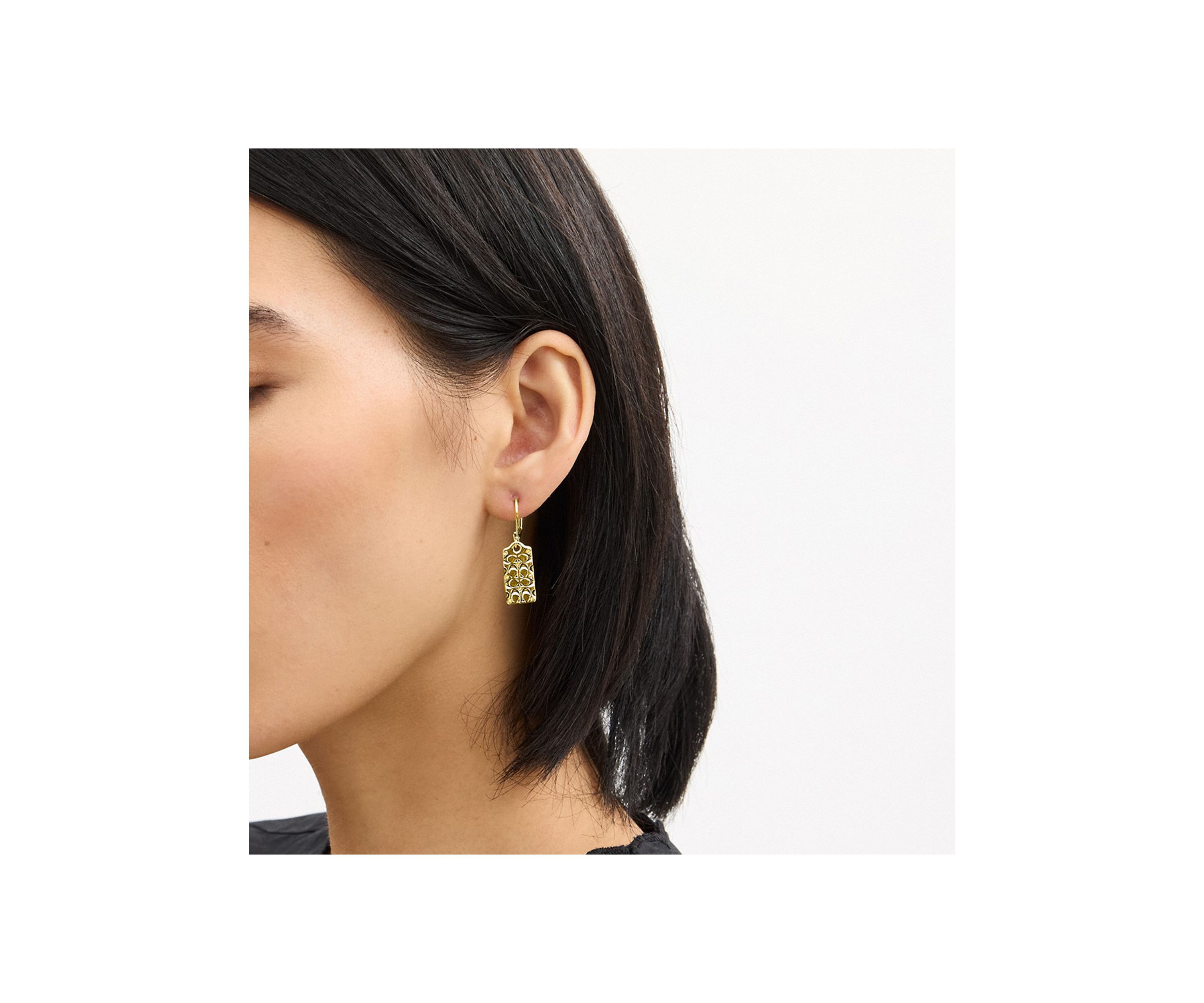 Quilted C Swarovski® Crystals Drop Earrings