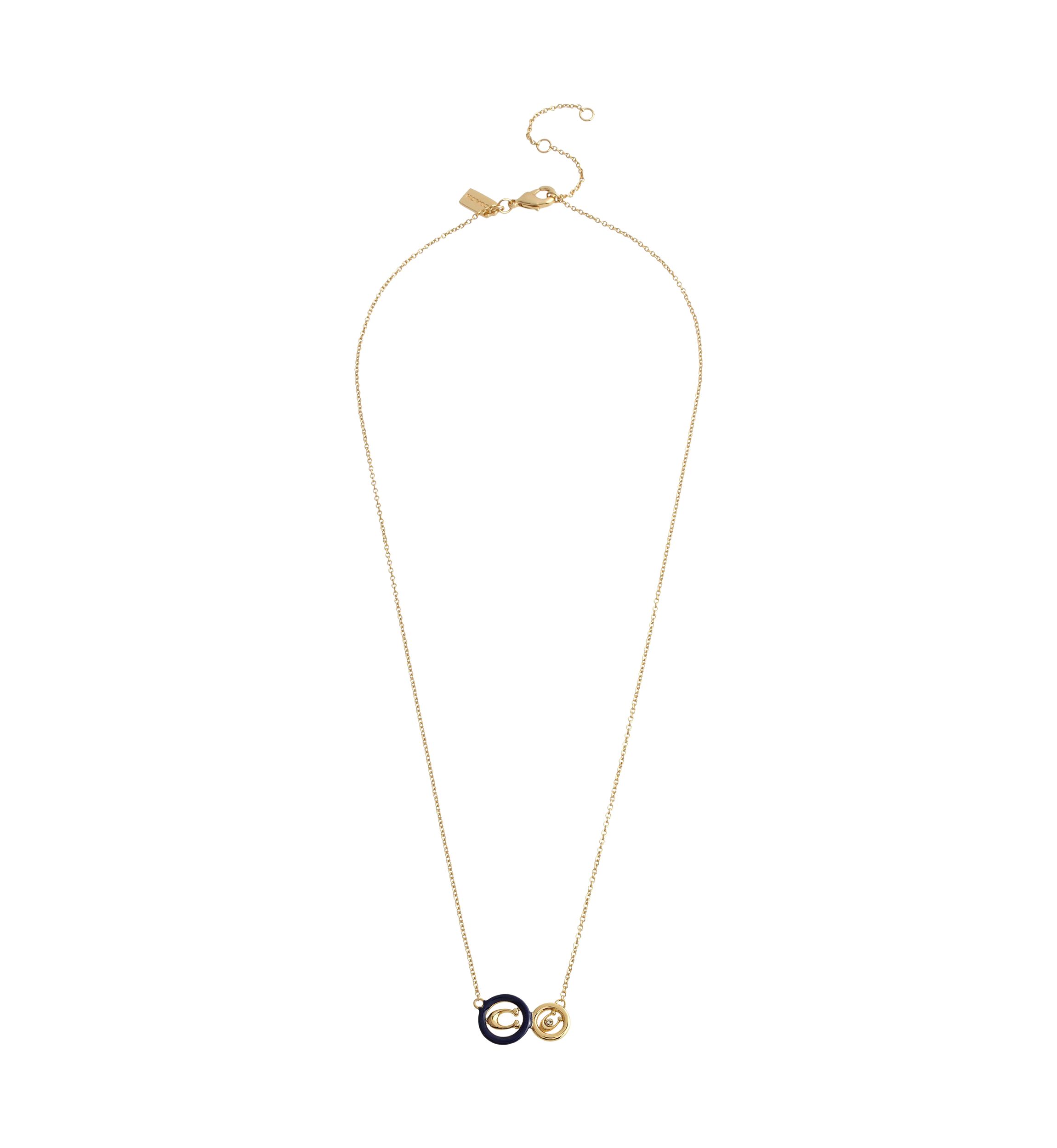 Signature C Enamel Double Pendant Short Necklace