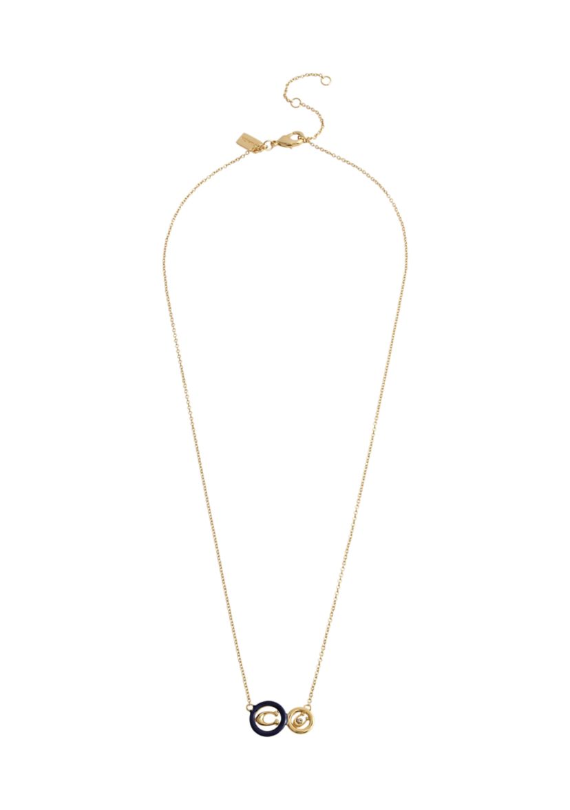 Signature C Enamel Double Pendant Short Necklace