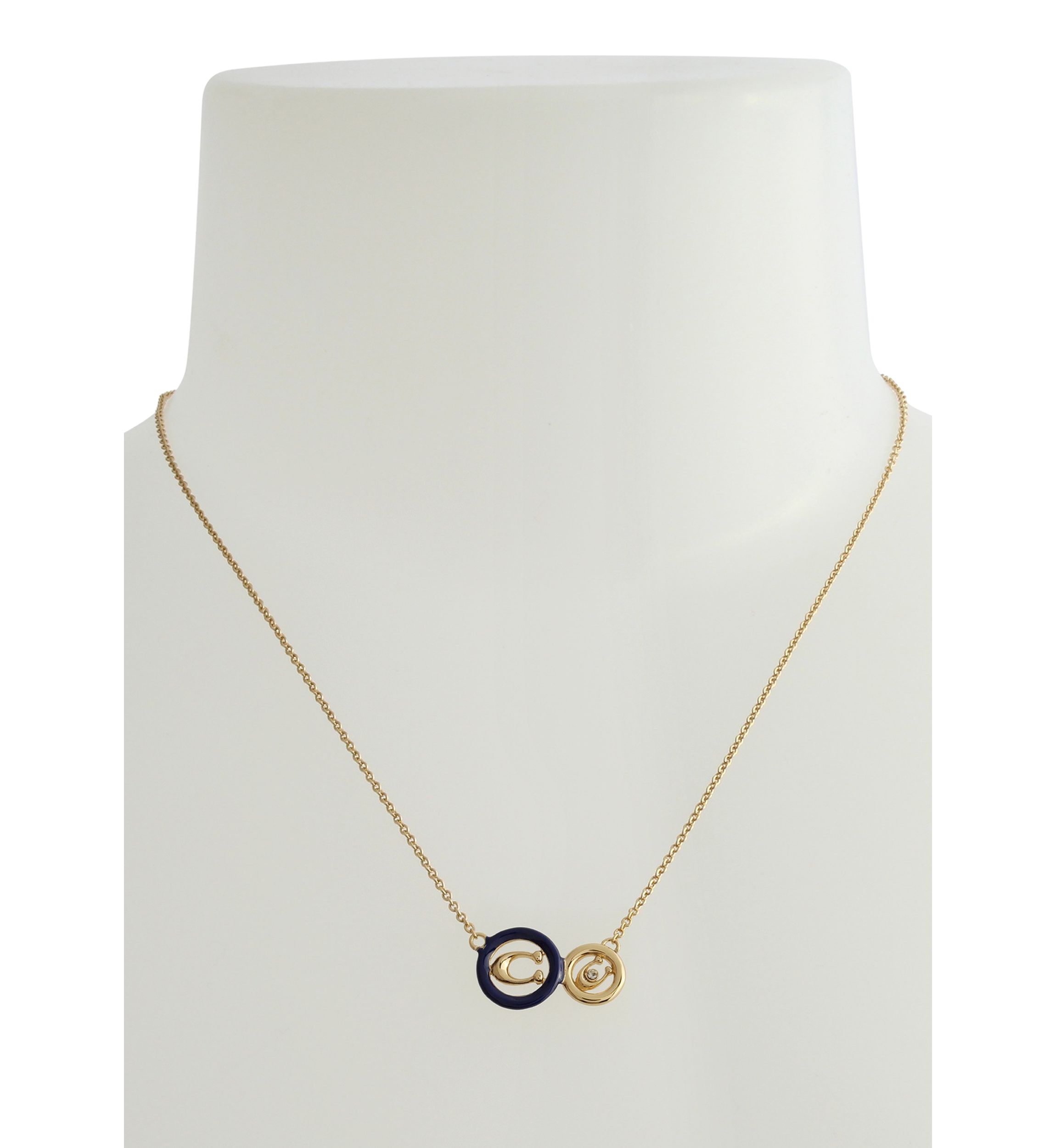Signature C Enamel Double Pendant Short Necklace