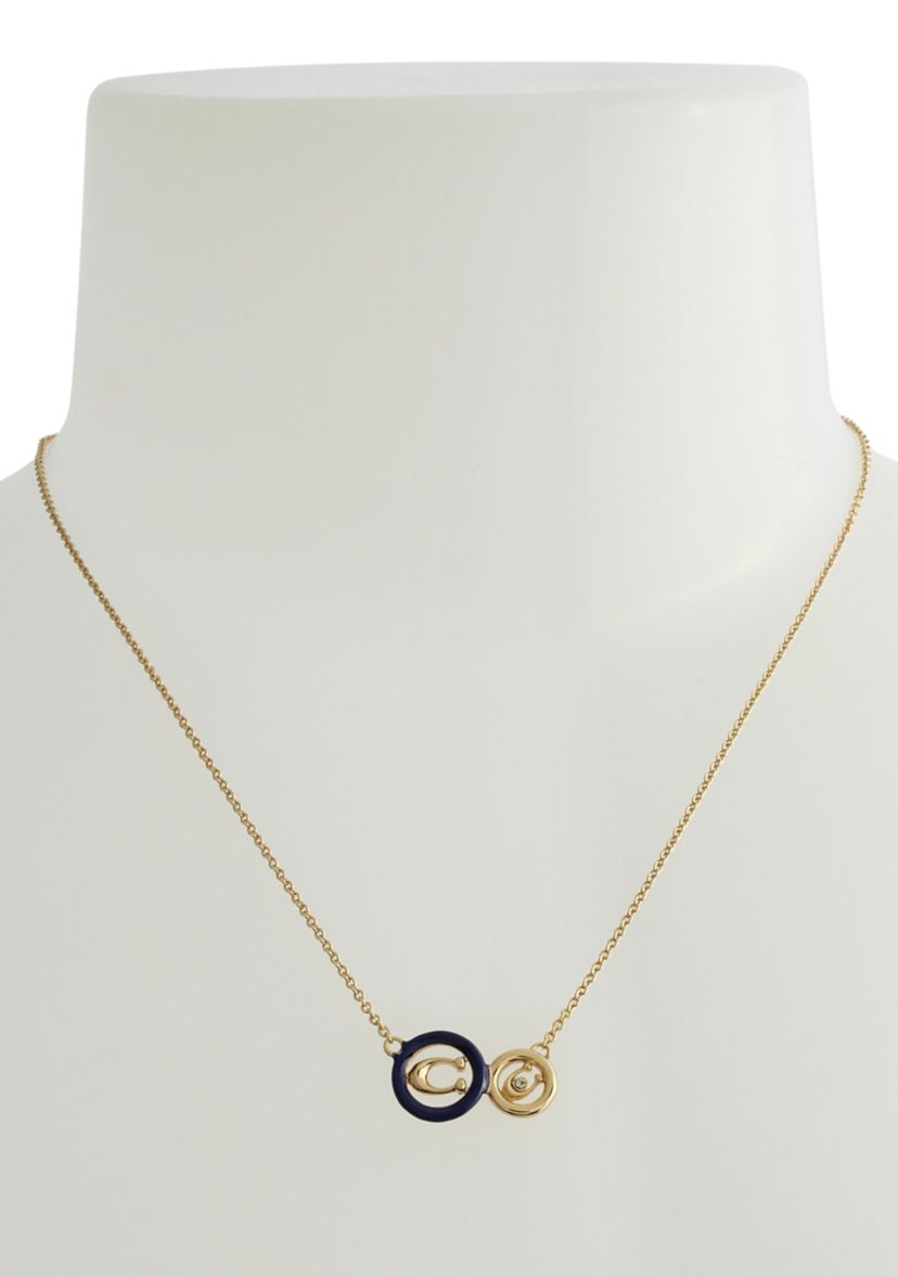 Signature C Enamel Double Pendant Short Necklace