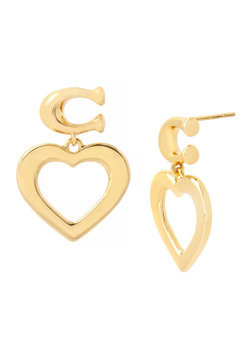 Signature C Heart Drop Earrings
