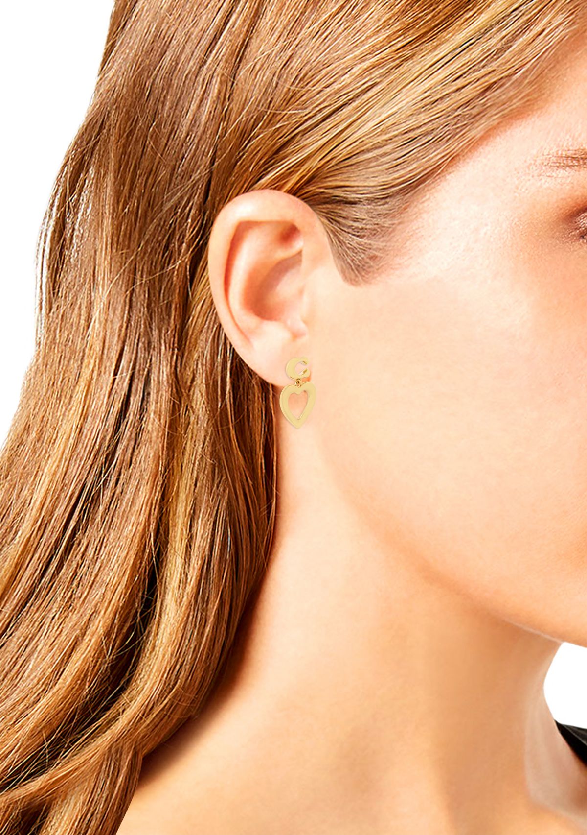 Signature C Heart Drop Earrings
