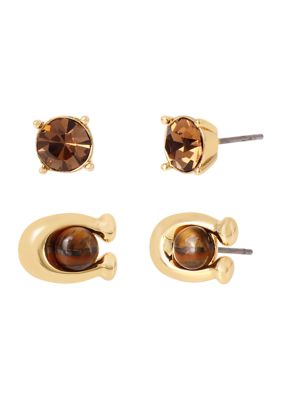 COACH Signature C Stud Earrings Set | belk
