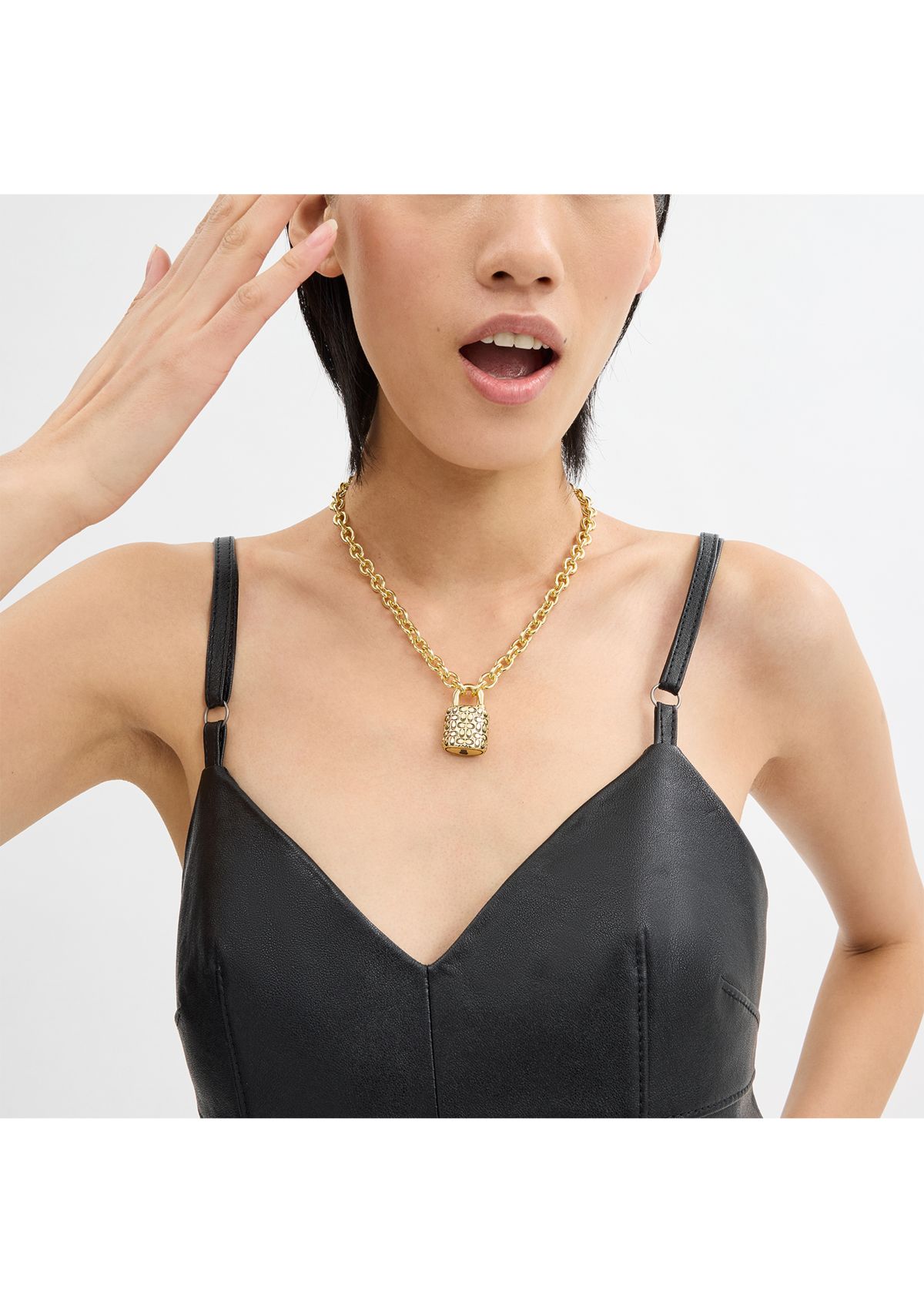 Quilted Padlock Necklace