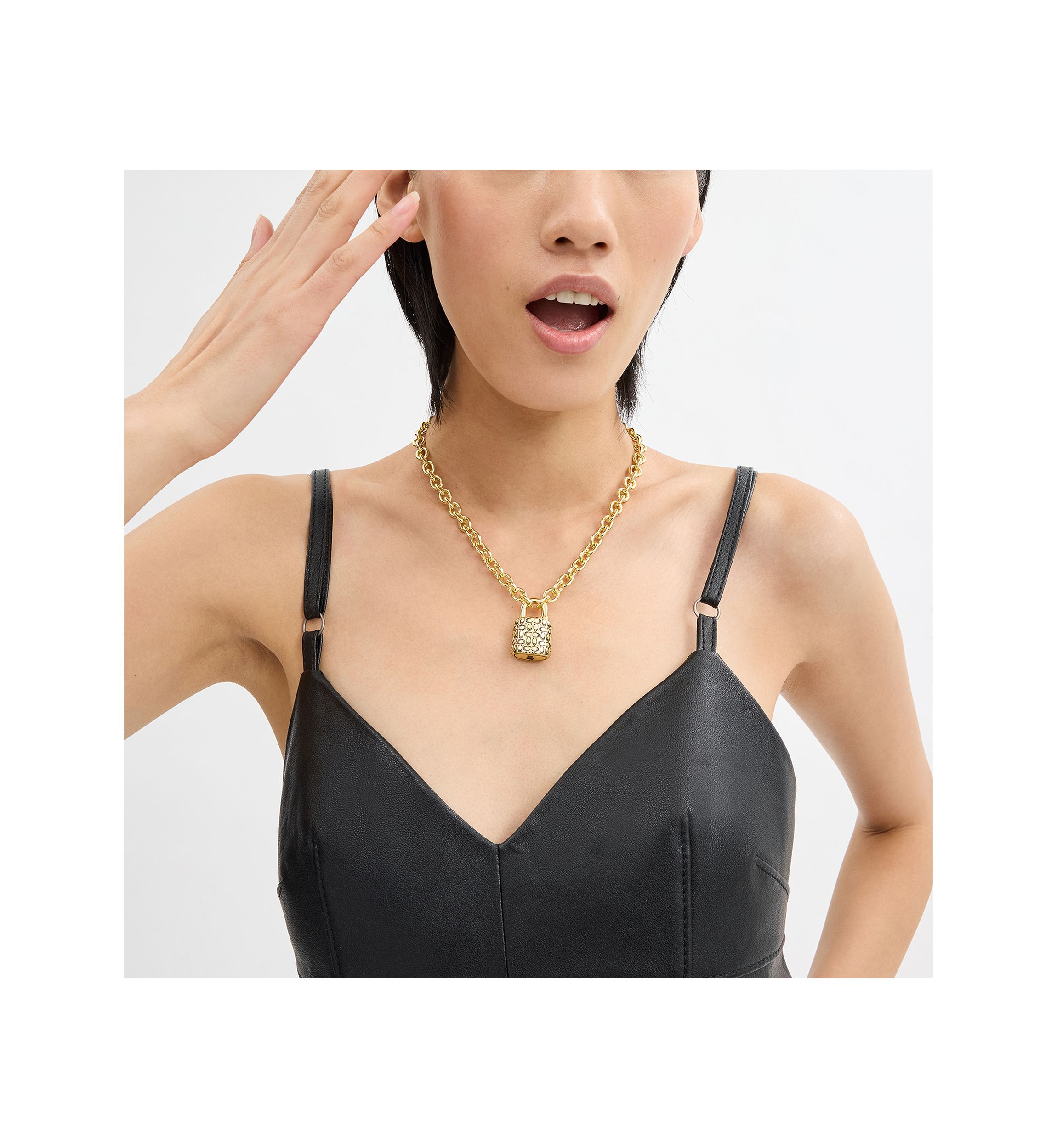 Quilted Padlock Necklace