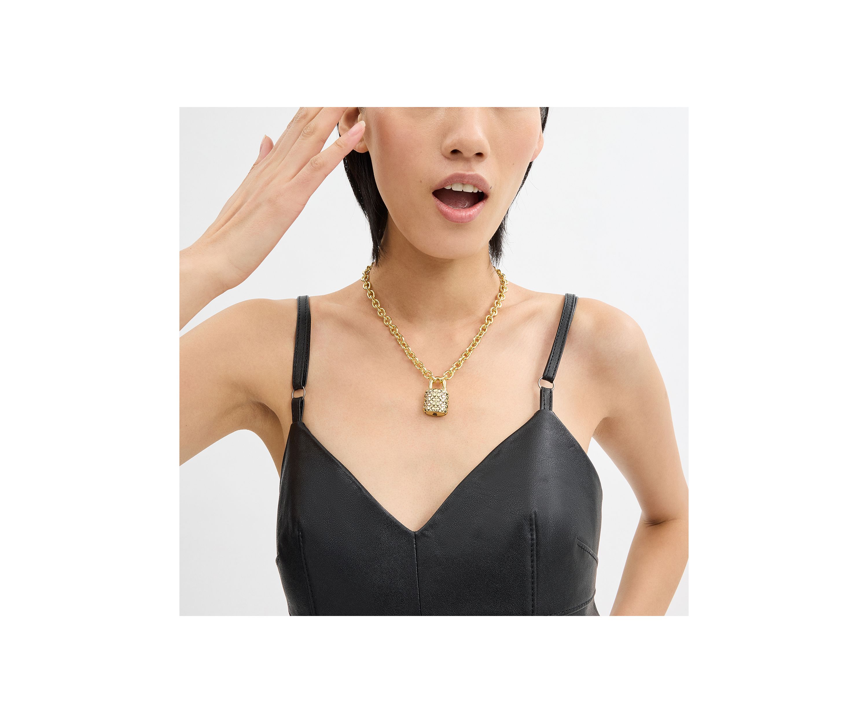 Quilted Padlock Necklace