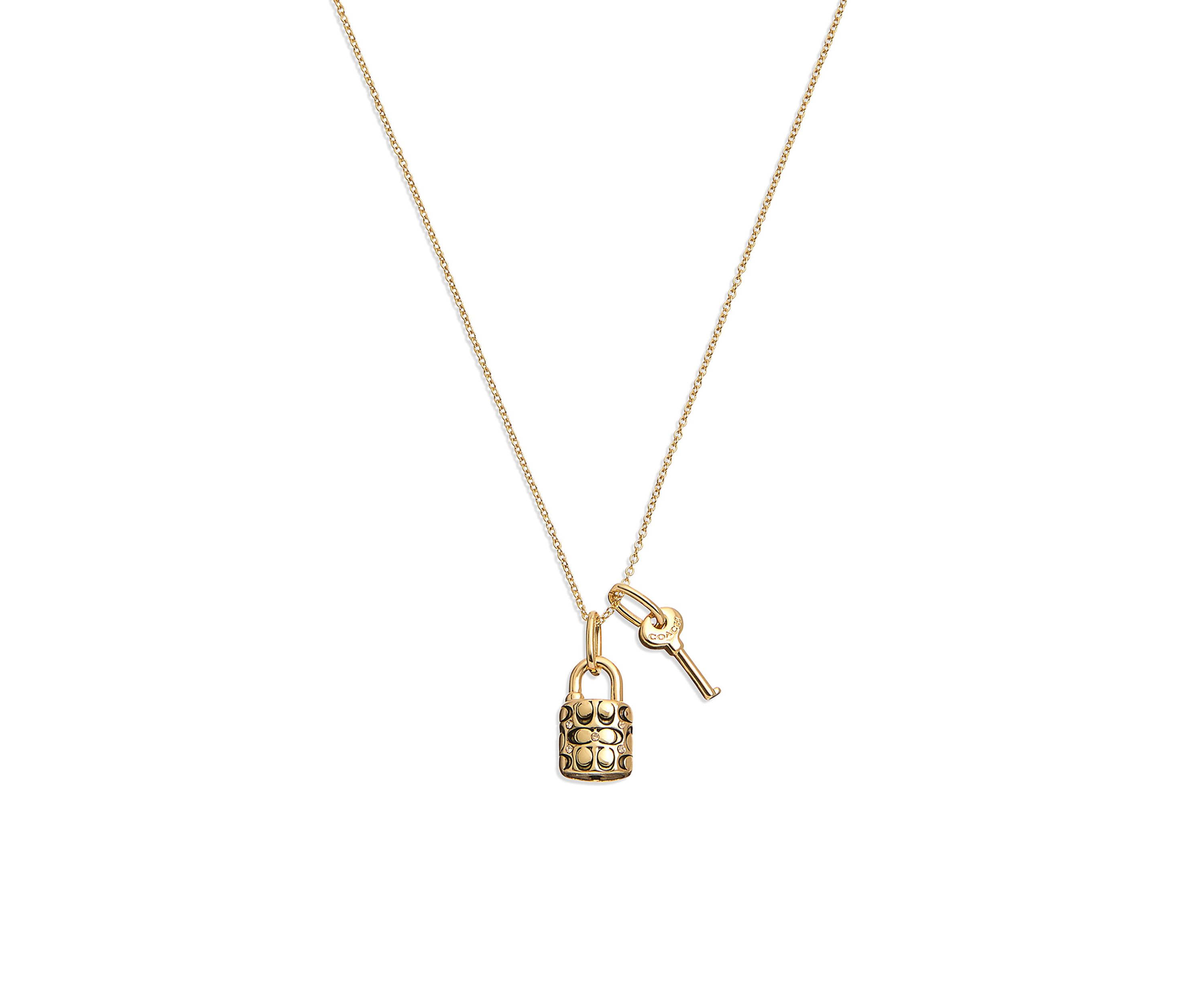 Quilted Padlock & Key Necklace