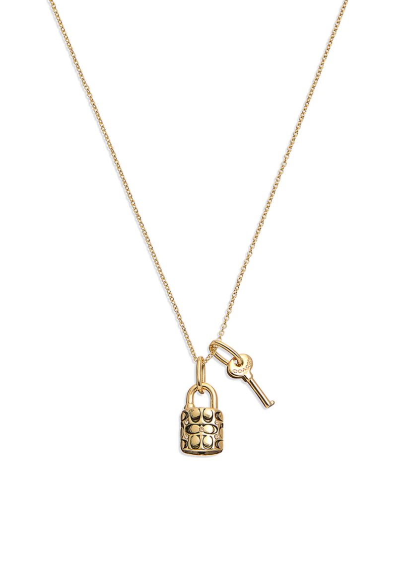 Quilted Padlock & Key Necklace