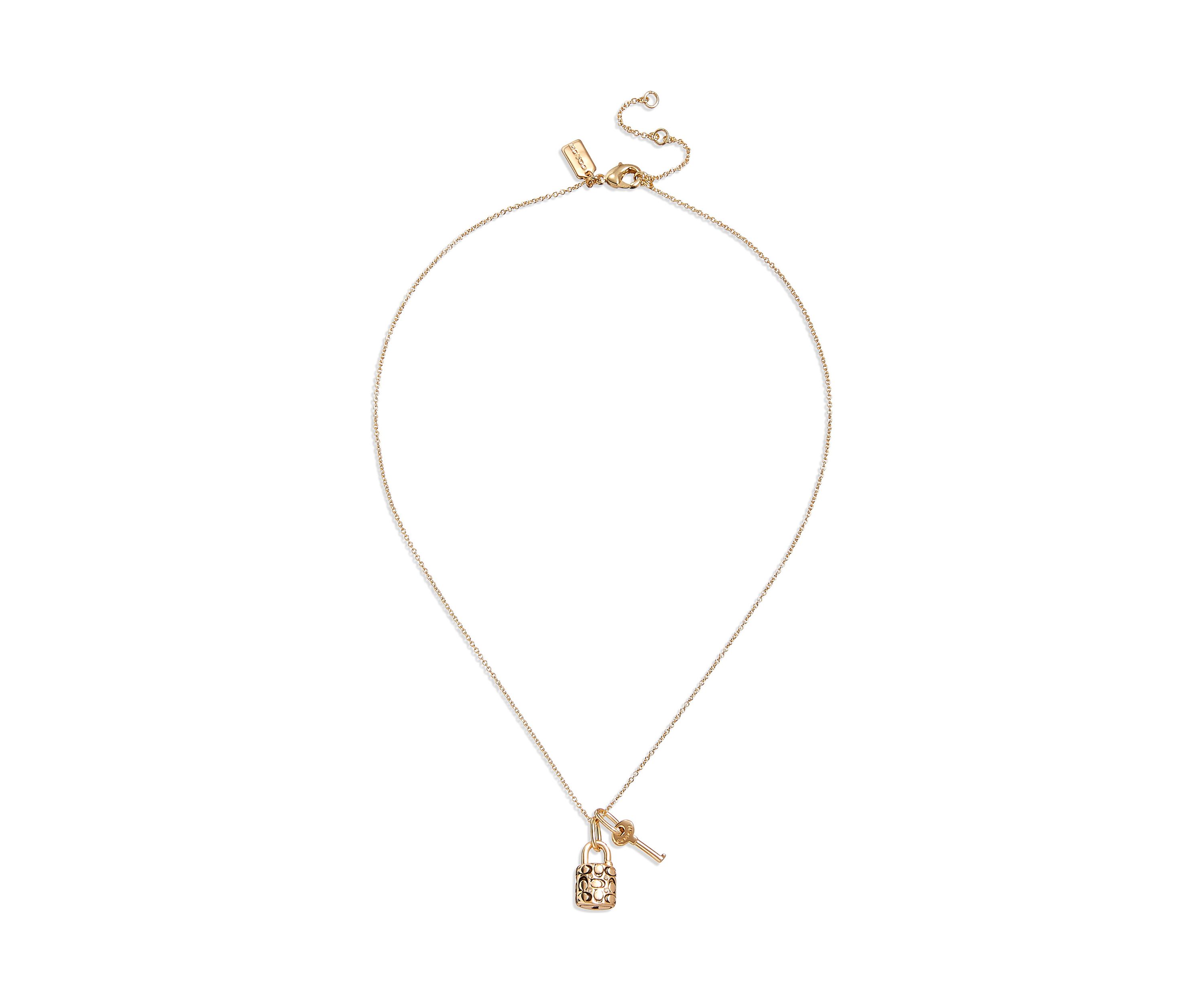Quilted Padlock & Key Necklace