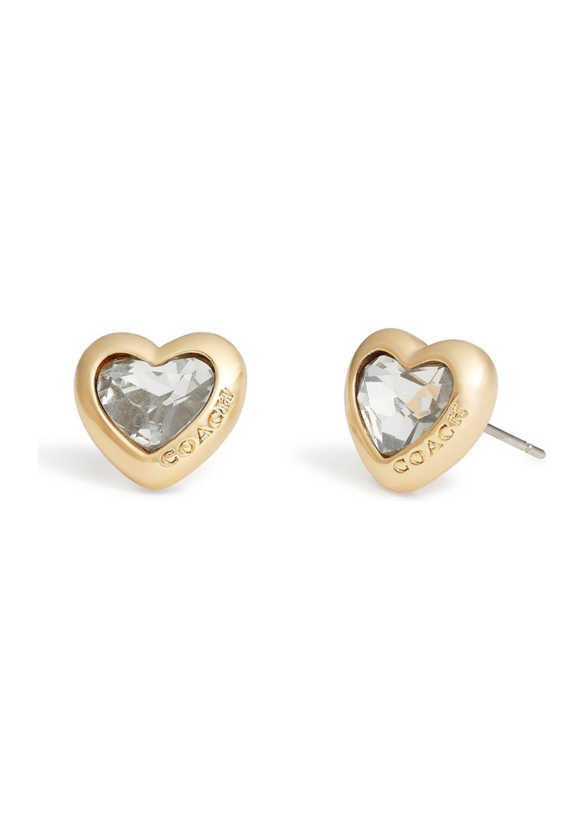 Gold Tone Heart Stud Earrings