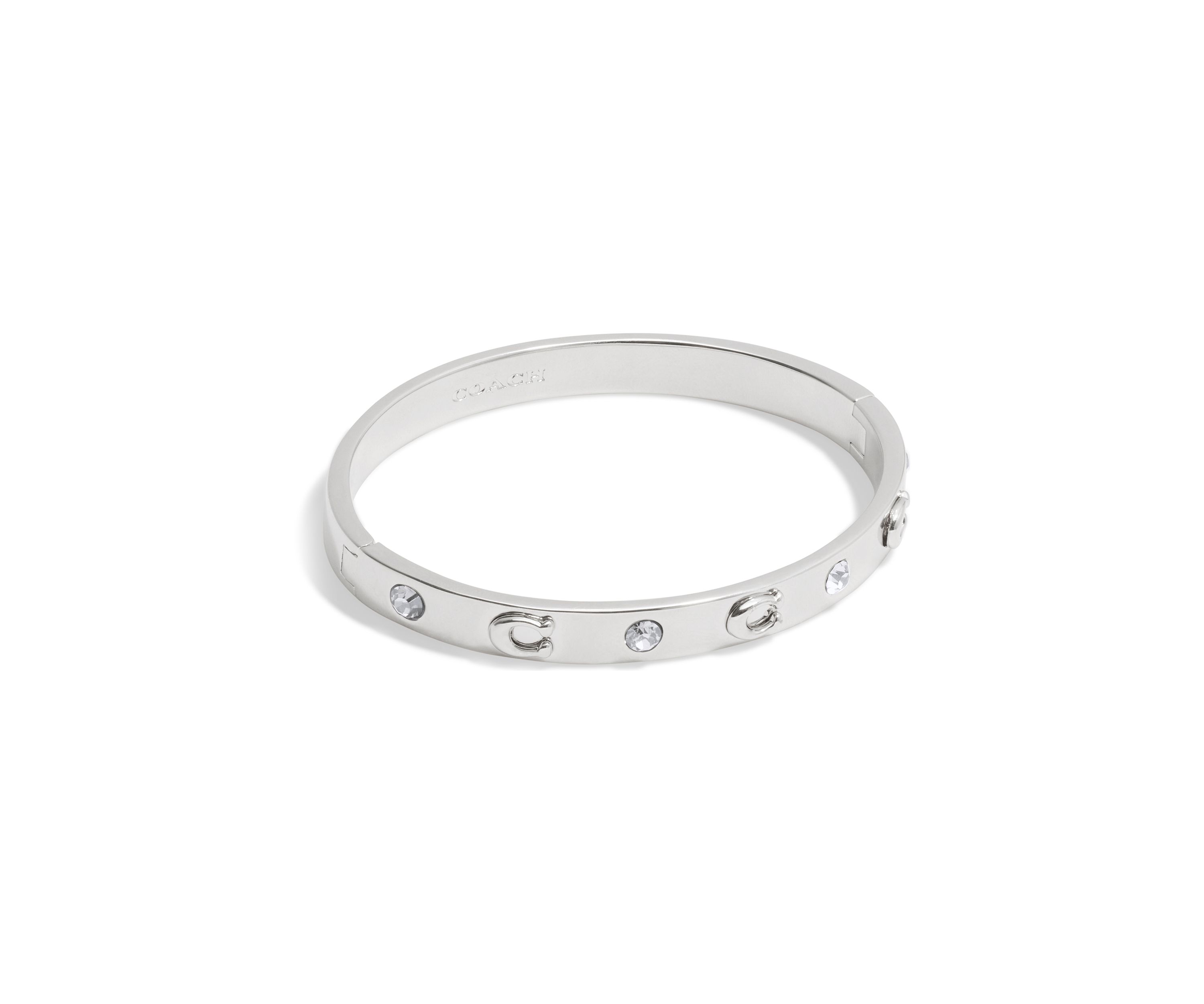 Silver Tone Hinge Bangle Bracelet